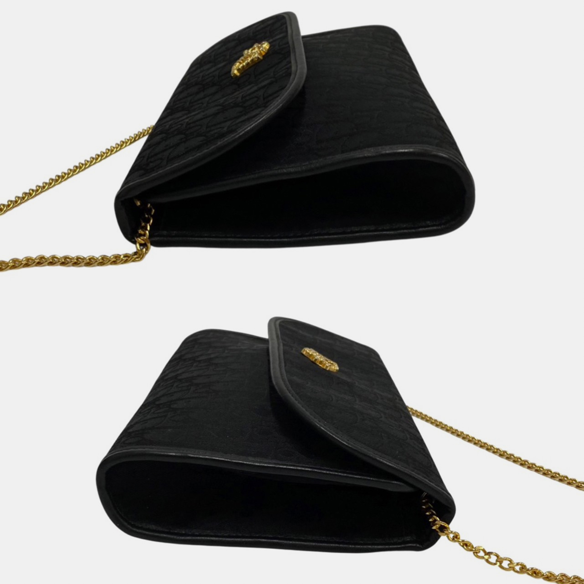 Dior Black Canvas Trotter Jacquard Mini Chain Bag