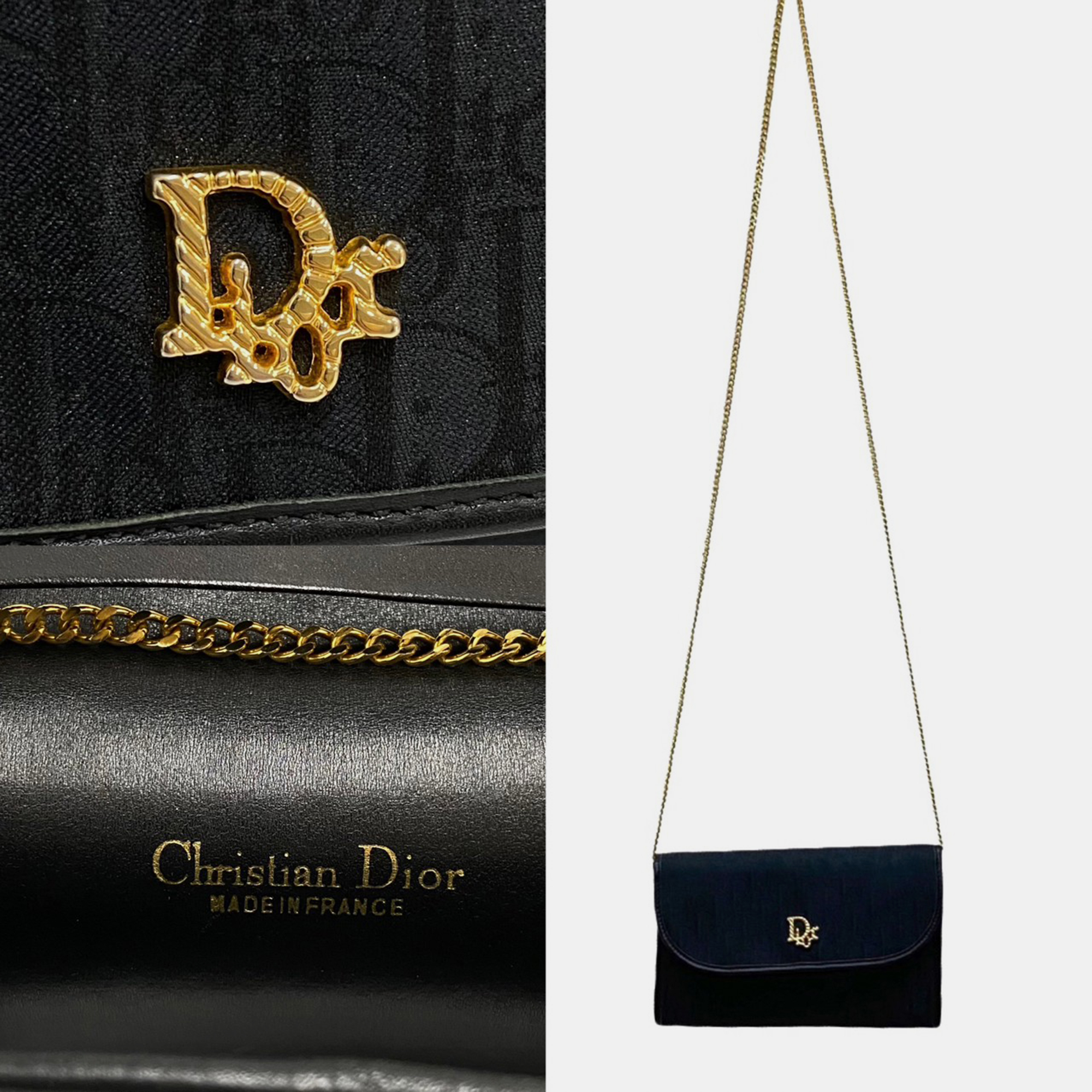 Dior Black Canvas Trotter Jacquard Mini Chain Bag