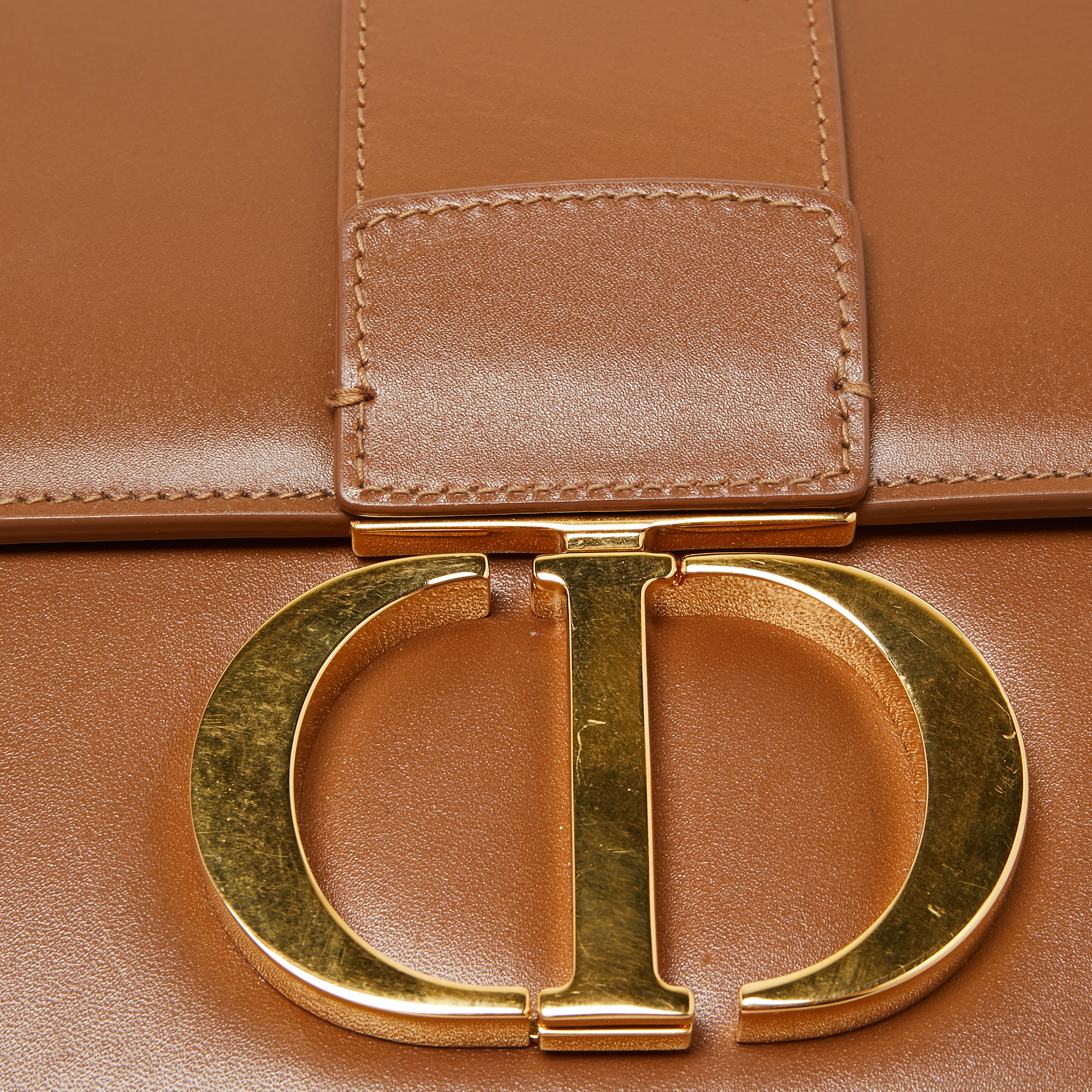 Dior Brown Leather Montaigne 30 Flap Shoulder Bag
