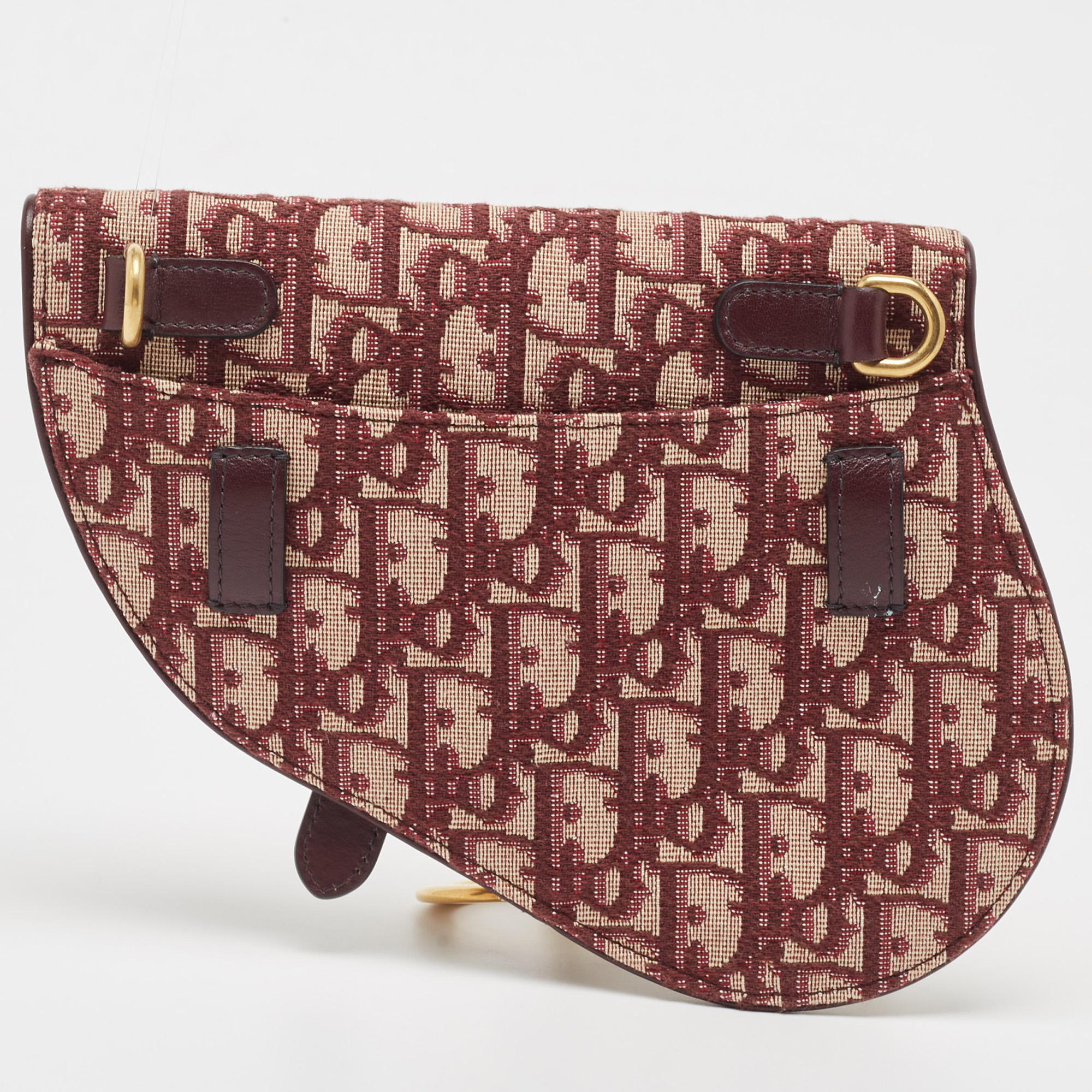 Dior Burgundy Oblique Canvas And Leather Saddle Belt Bag