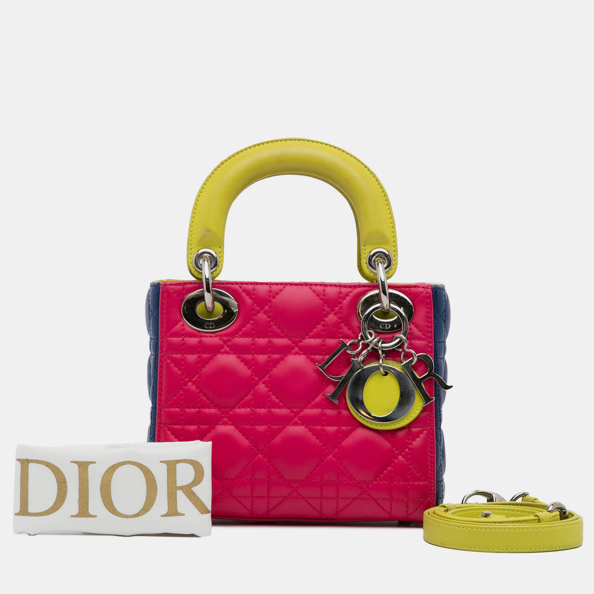Dior Mini Lambskin Cannage Lady Dior Tricolor