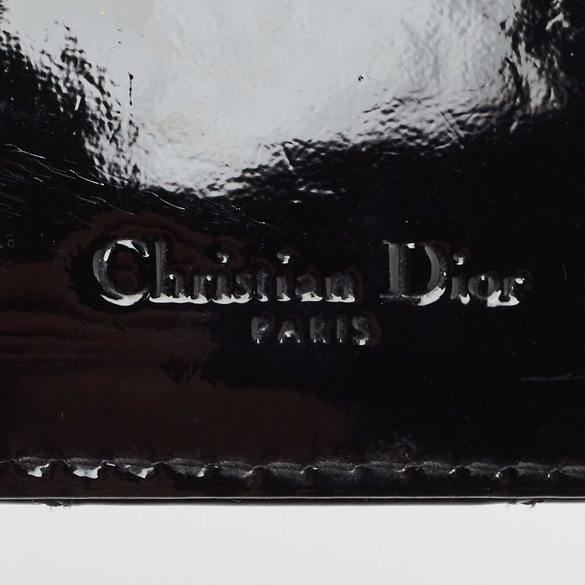 Dior Black Cannage Patent Leather Lady Dior Card Holder