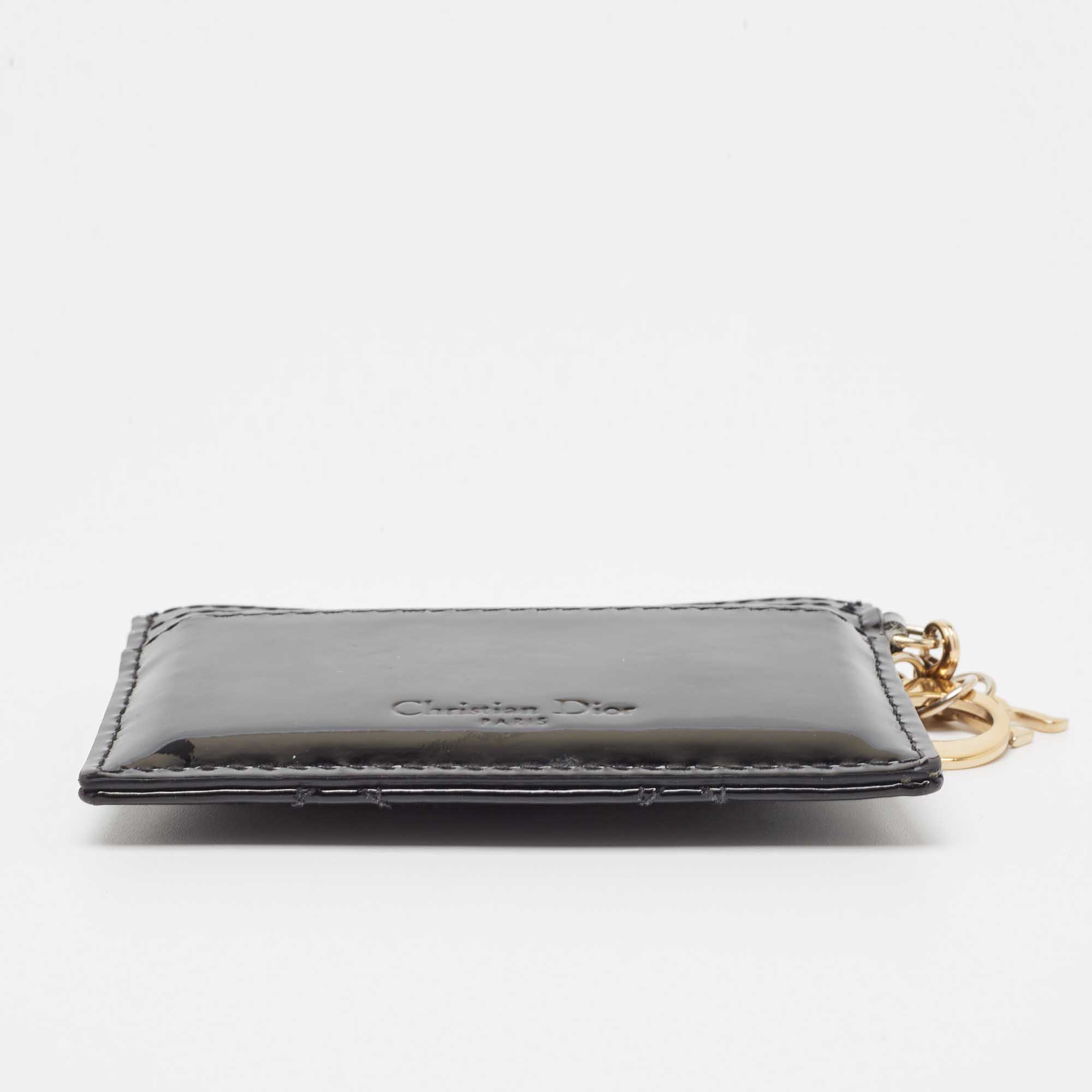 Dior Black Cannage Patent Leather Lady Dior Card Holder