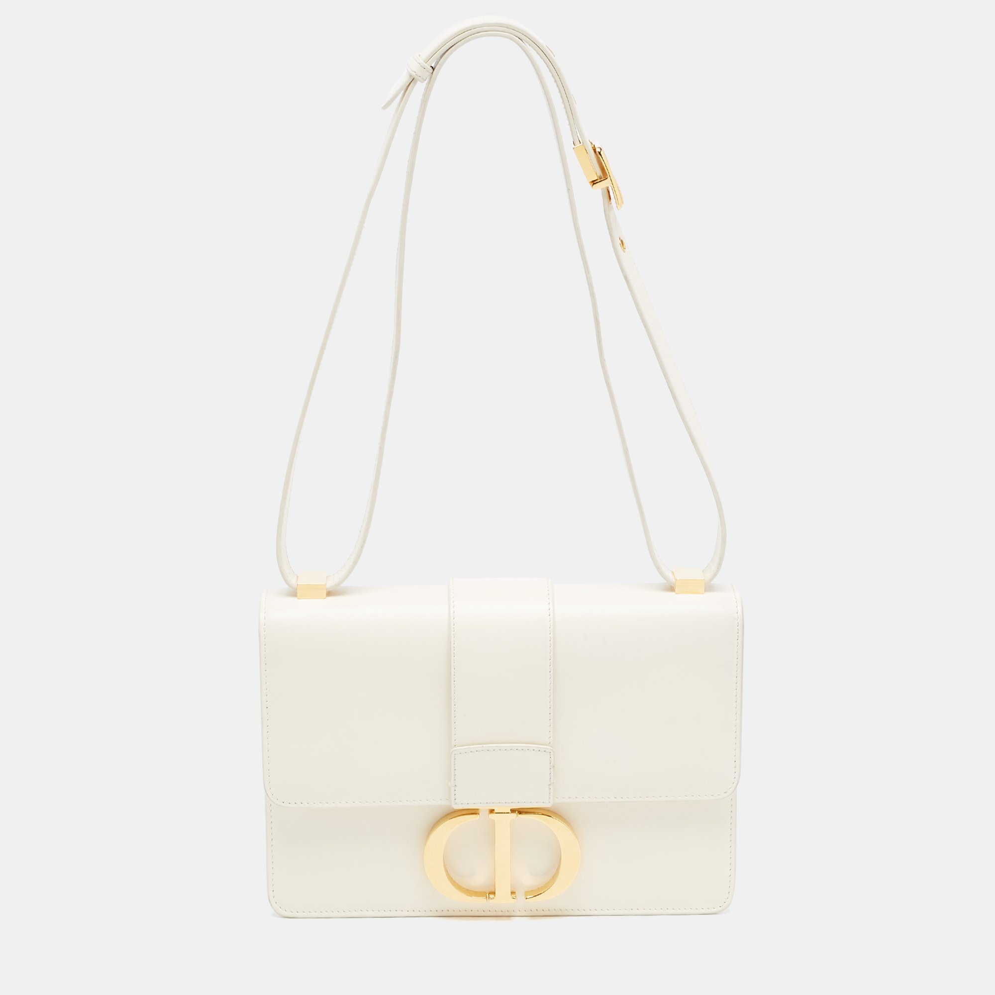 Dior White Leather 30 Montaigne Shoulder Bag