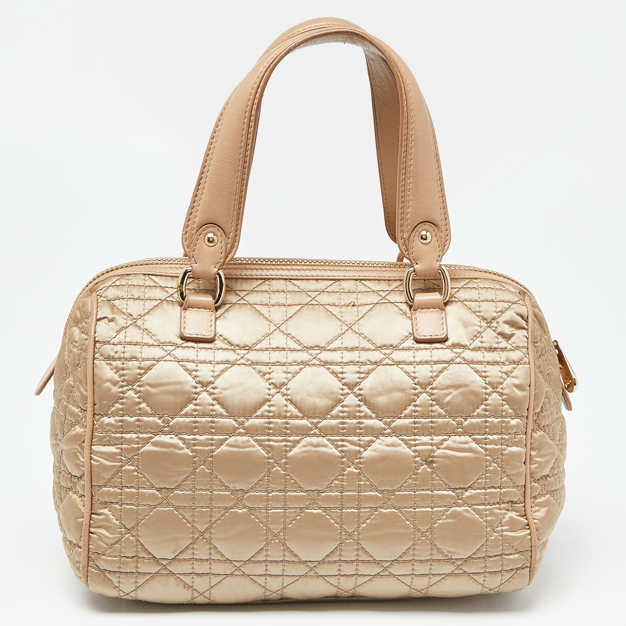 Dior Beige Cannage Nylon And Leather Charming Lock Satchel
