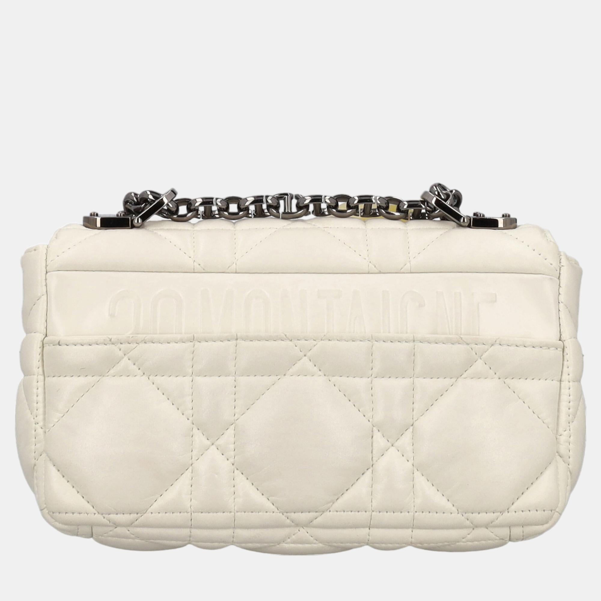 Dior  Women's Leather Cross Body Bag - White - One Size