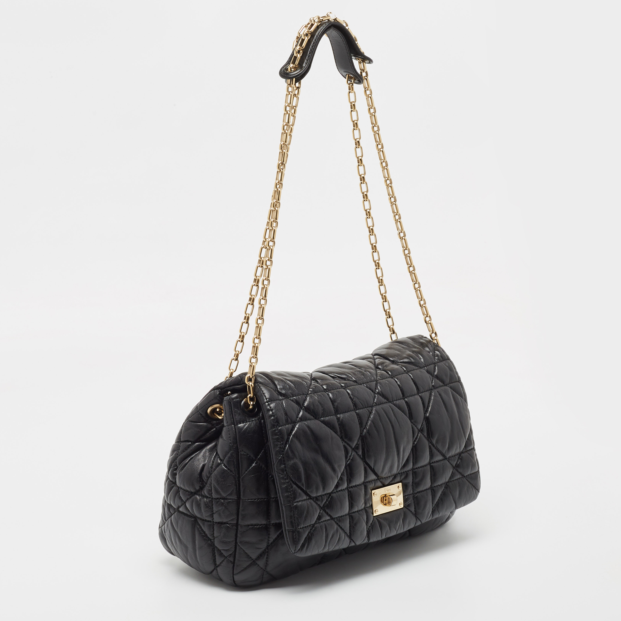 Dior Black Cannage Leather Milly La Foret Shoulder Bag