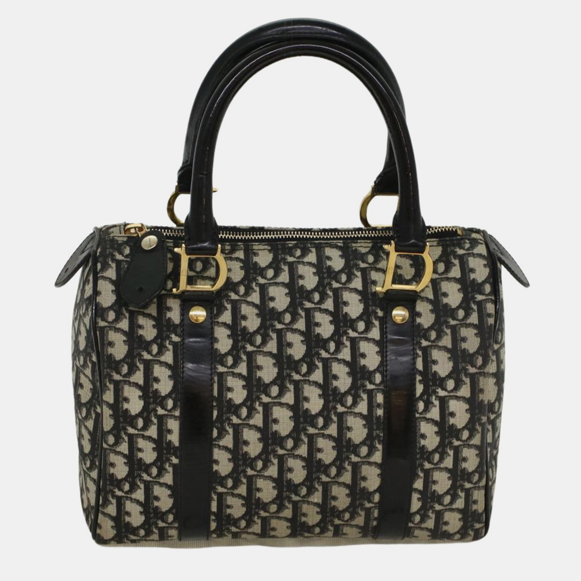 Dior Black Oblique Canvas Boston Travel Bag