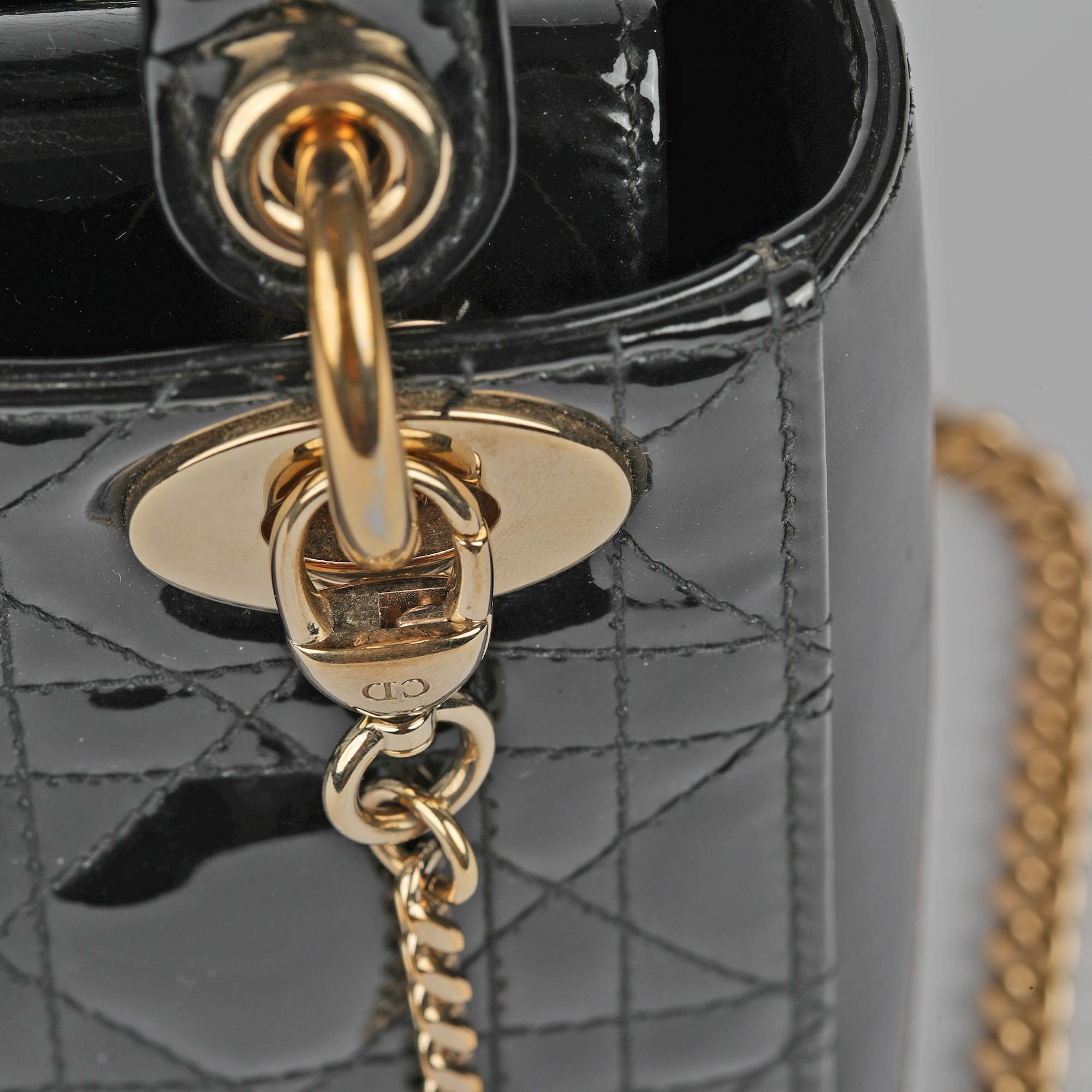 Dior Black Patent Leather Mini Lady Dior Bag