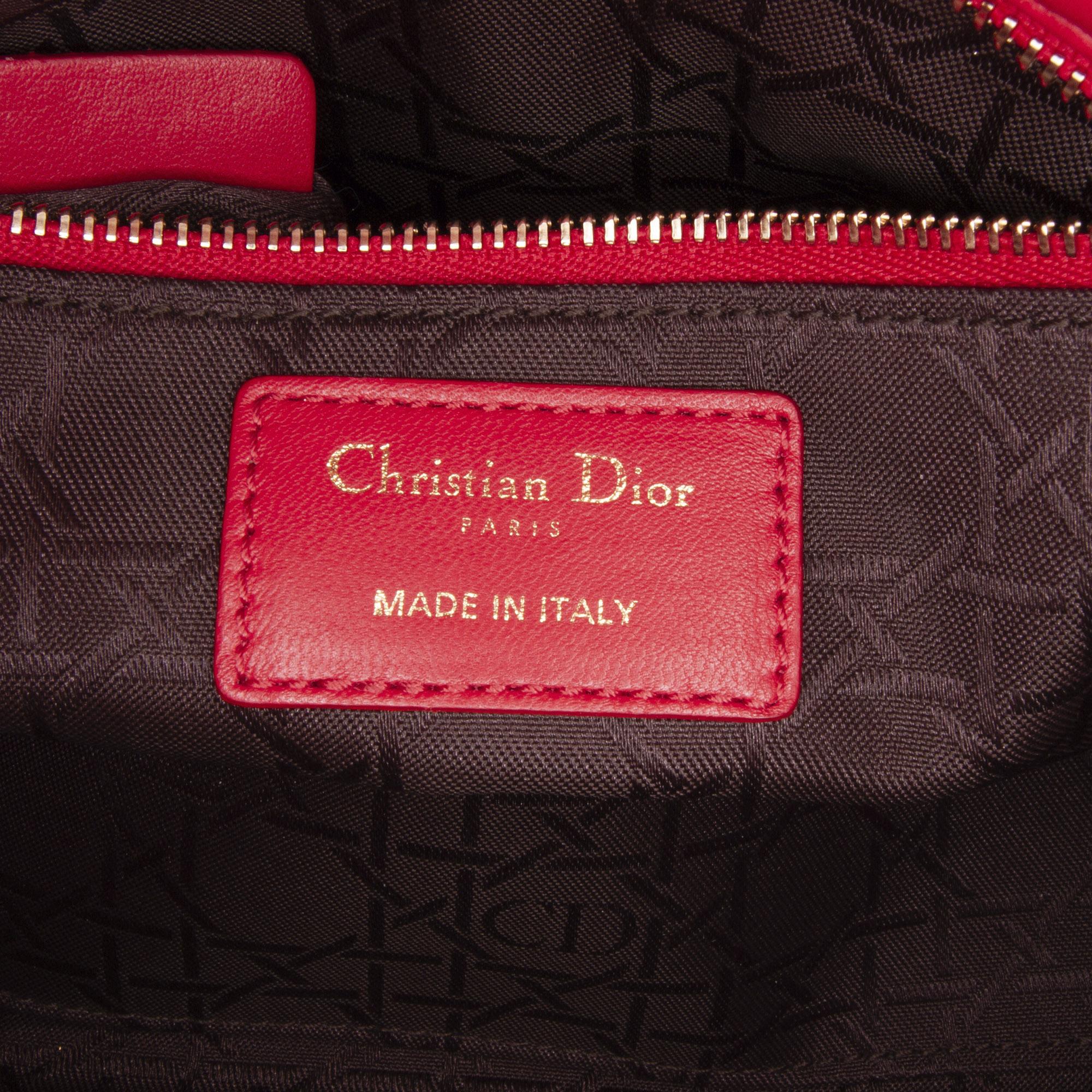 Dior Red Small Lambskin Cannage Lady Dior