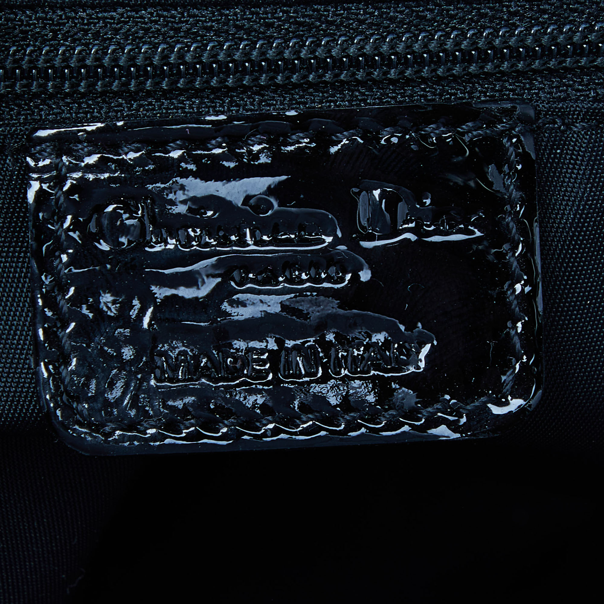 Dior Black Oblique Nylon And Croc Patent Leather Ethnic Braided Bag