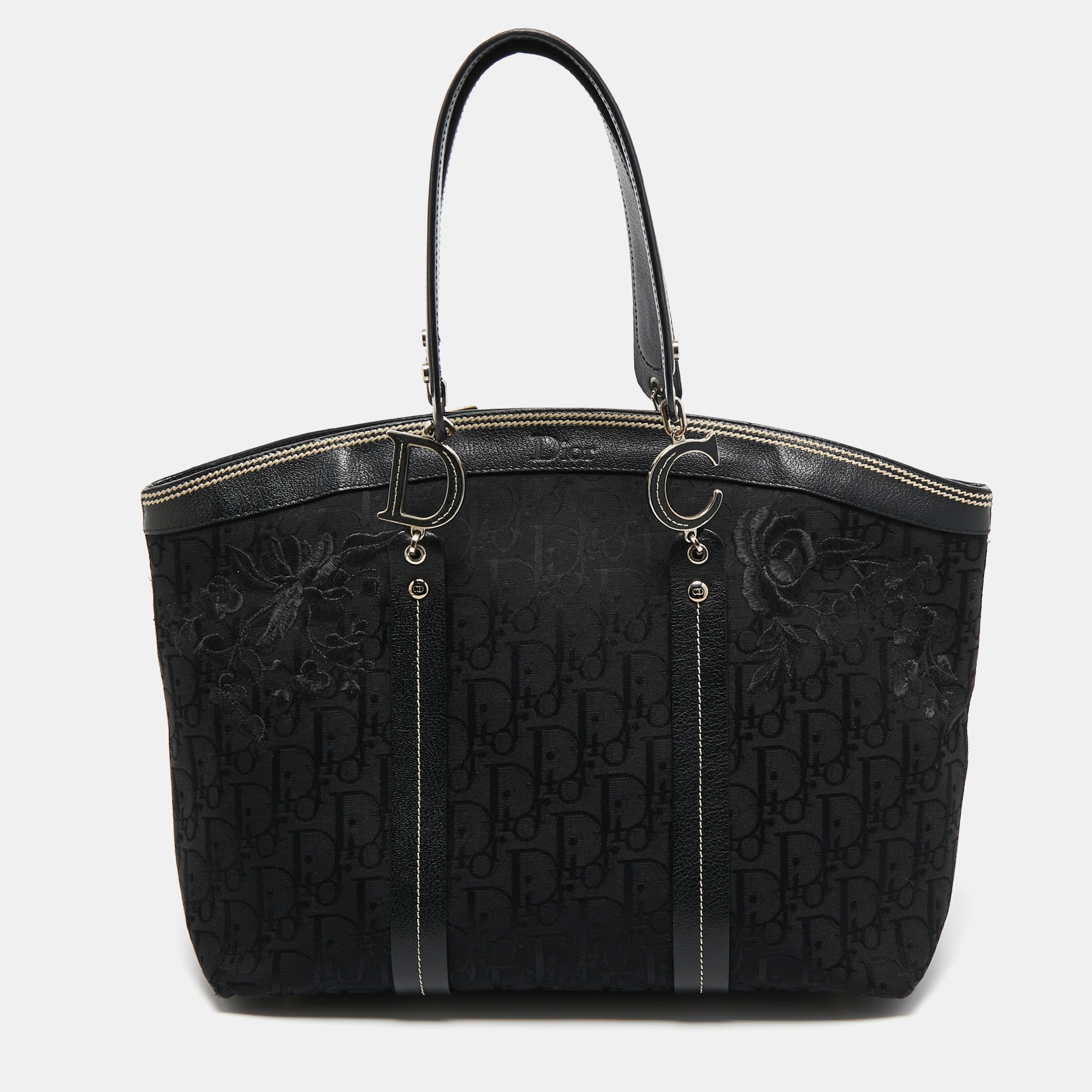 Dior Black Oblique Canvas Trotter Tote Bag