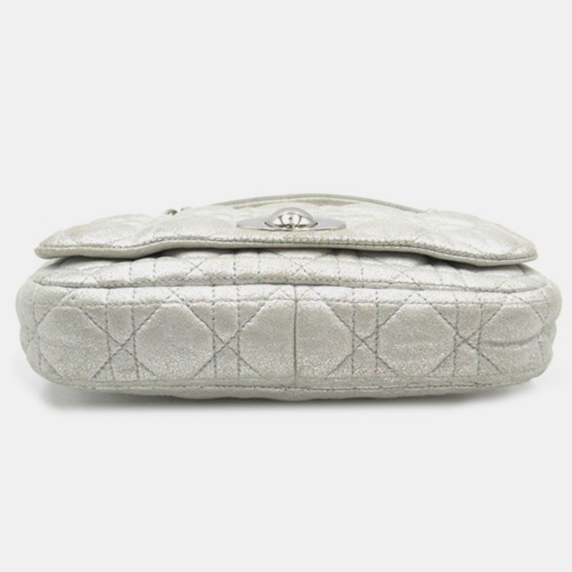 Dior Silver Cannage Leather Rendezvous Shoulder Bag