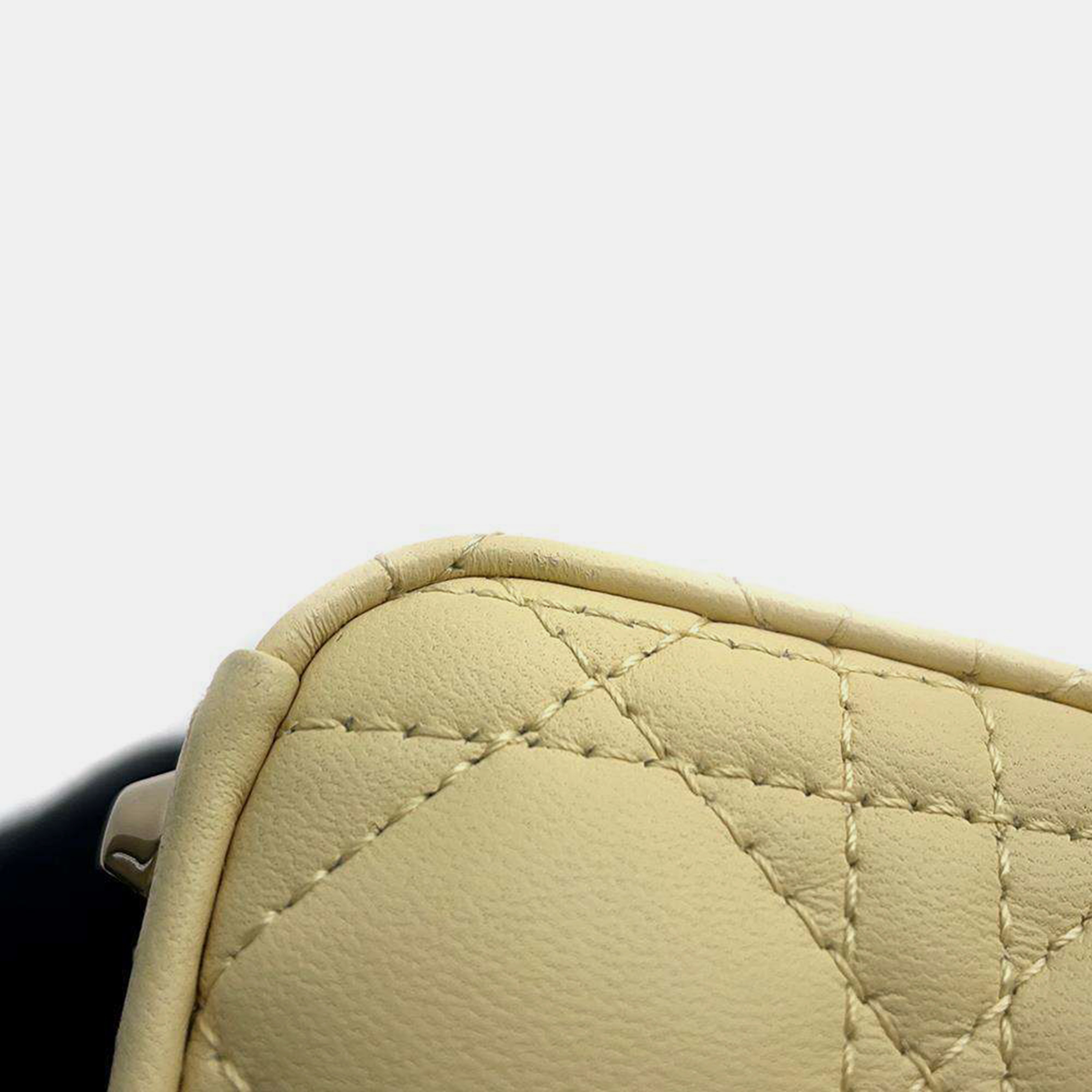 Dior Yellow Leather Micro Lady Dior Tote Bag