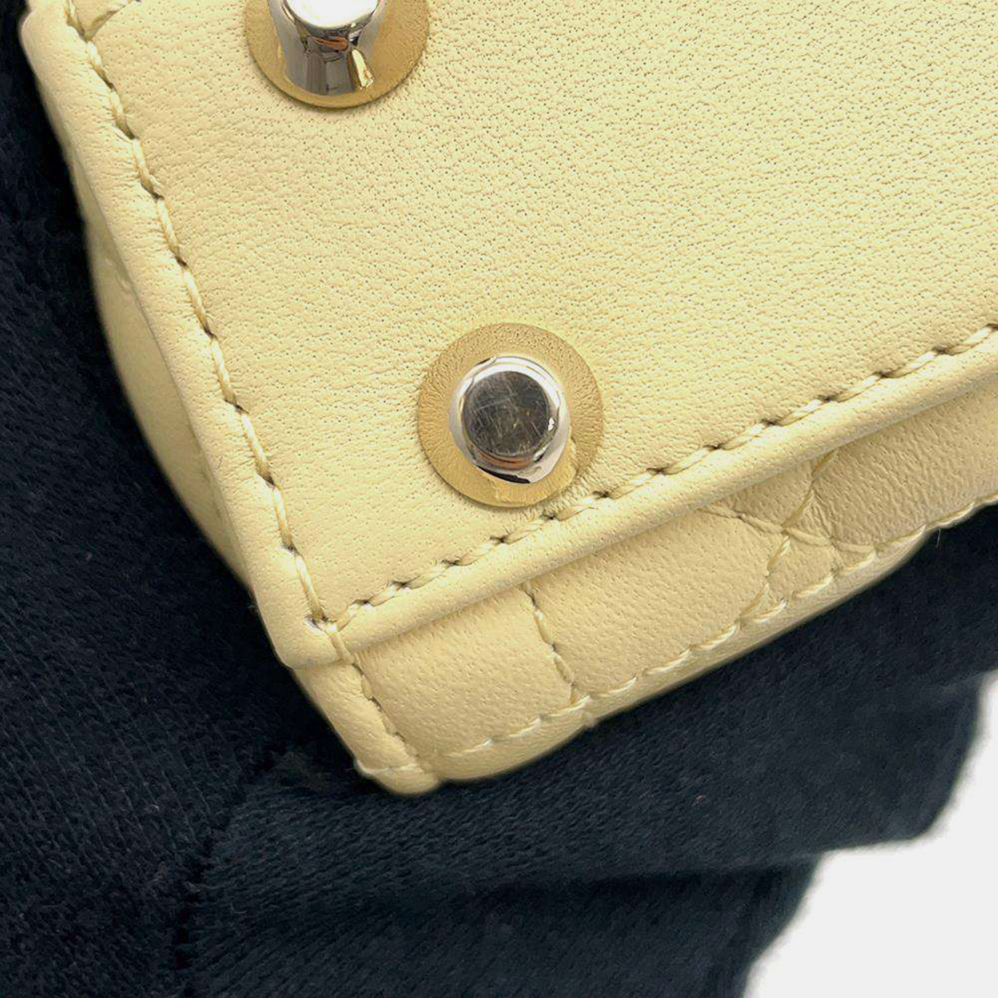 Dior Yellow Leather Micro Lady Dior Tote Bag