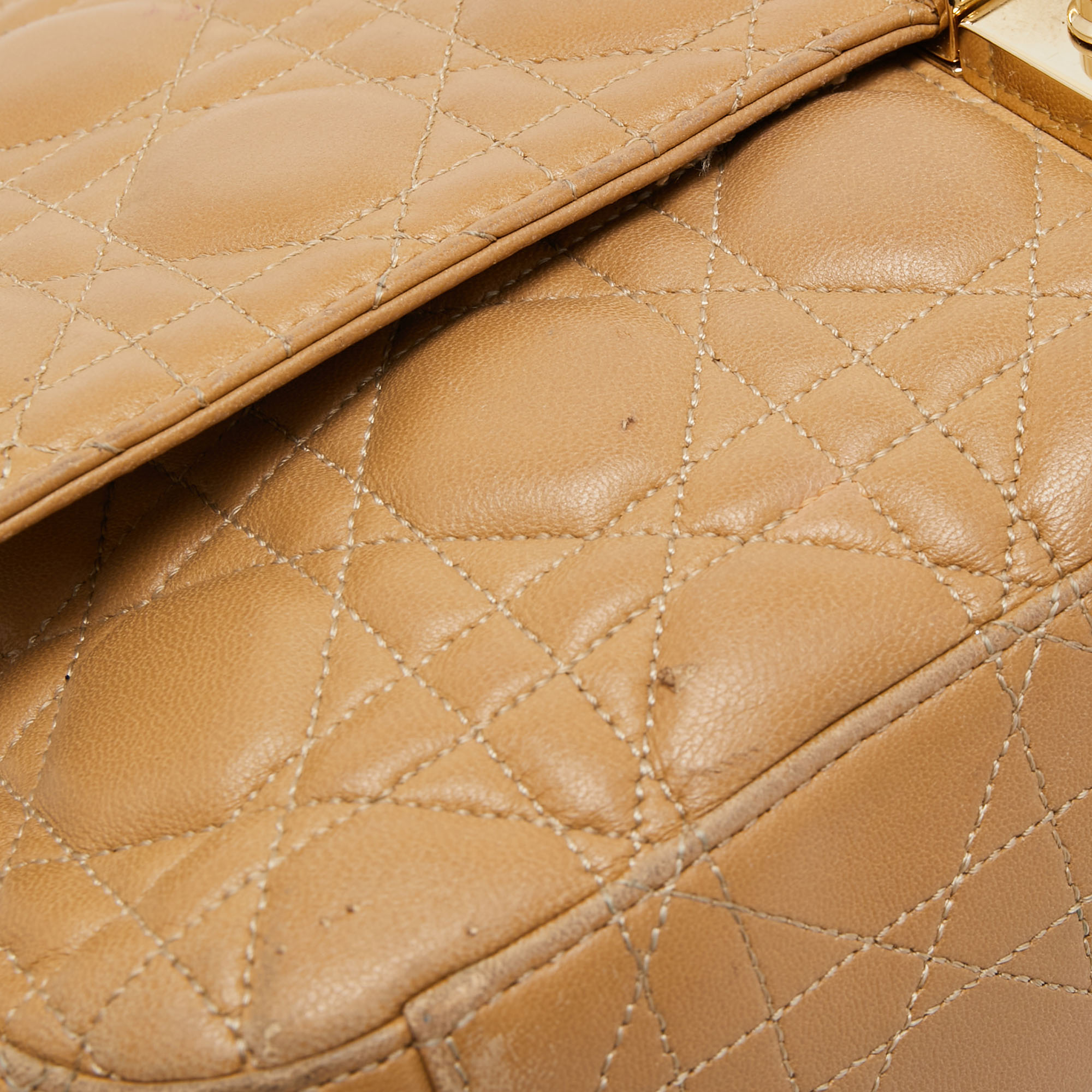 Dior Beige Cannage Leather Large Miss Dior Shoulder Bag