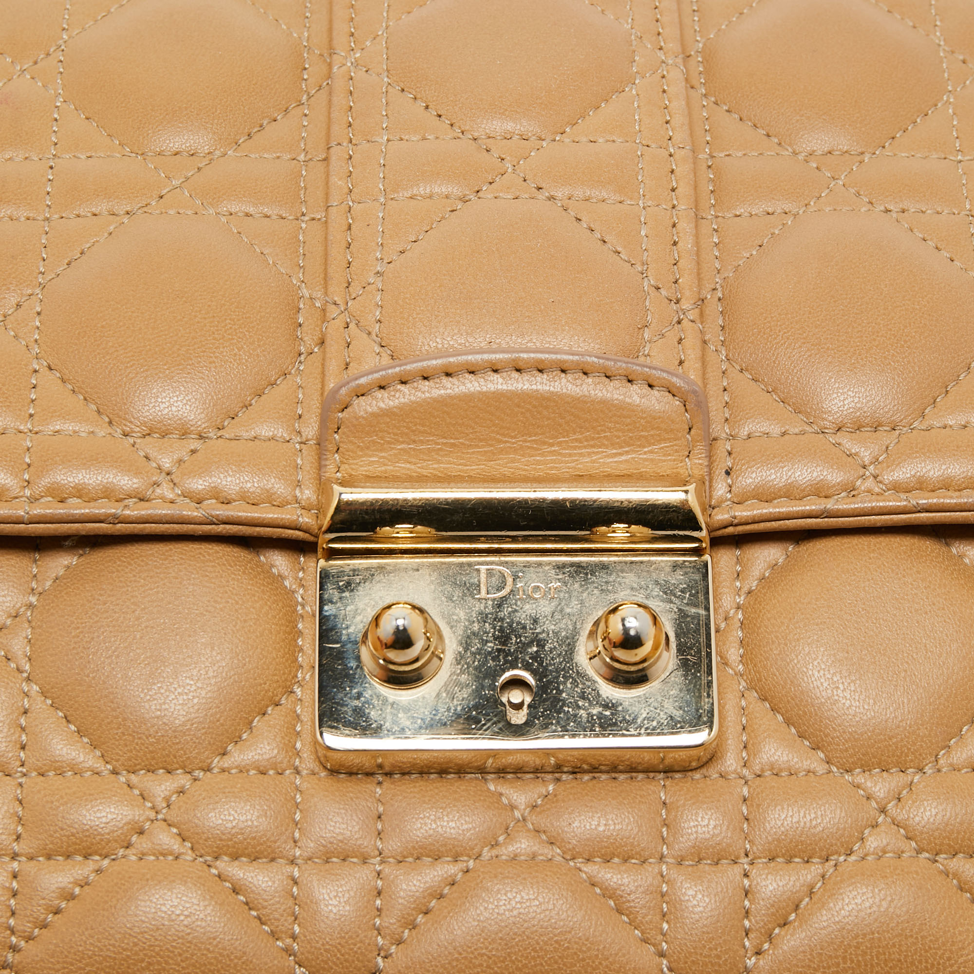 Dior Beige Cannage Leather Large Miss Dior Shoulder Bag