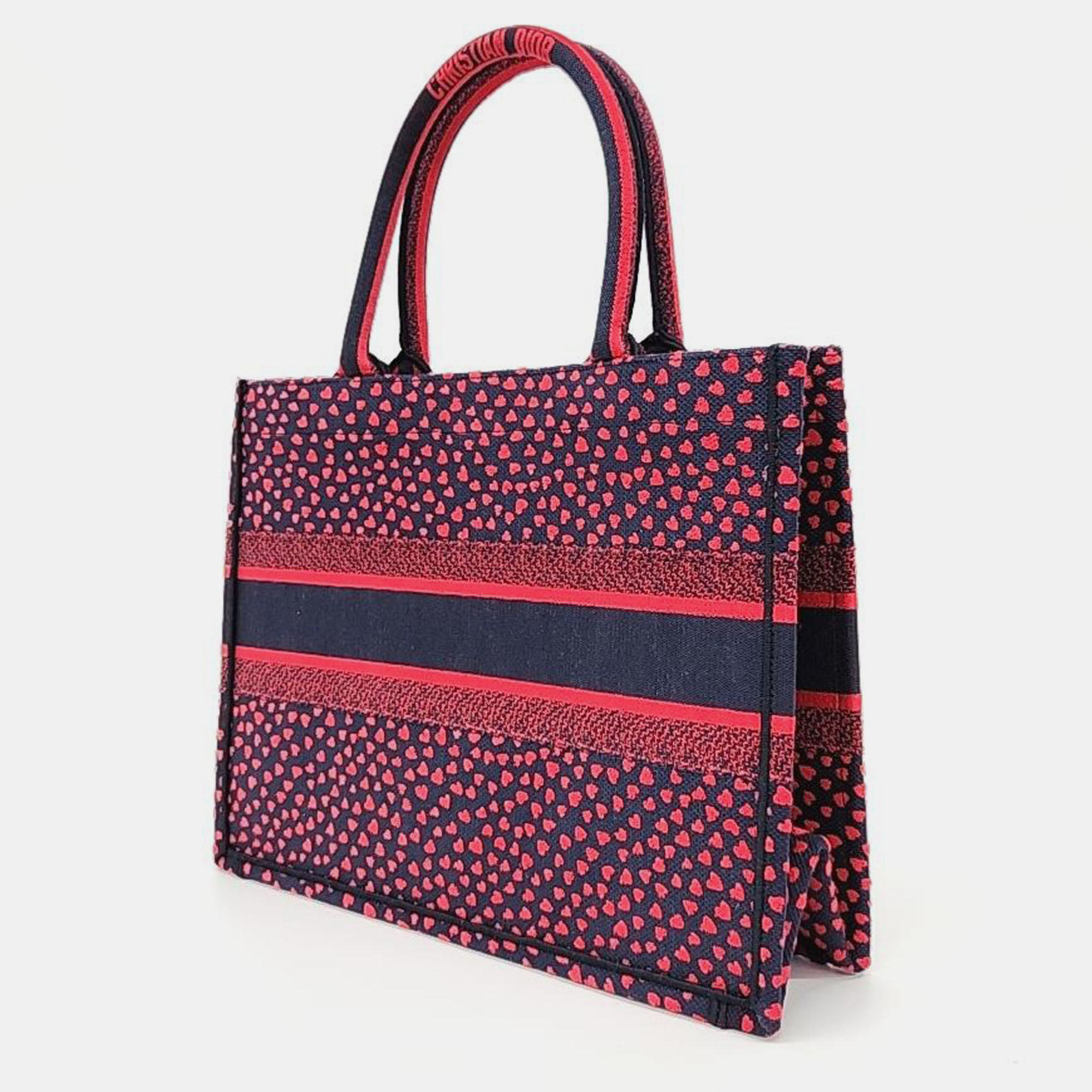 Christian Dior Red Canvas Book Tote Bag