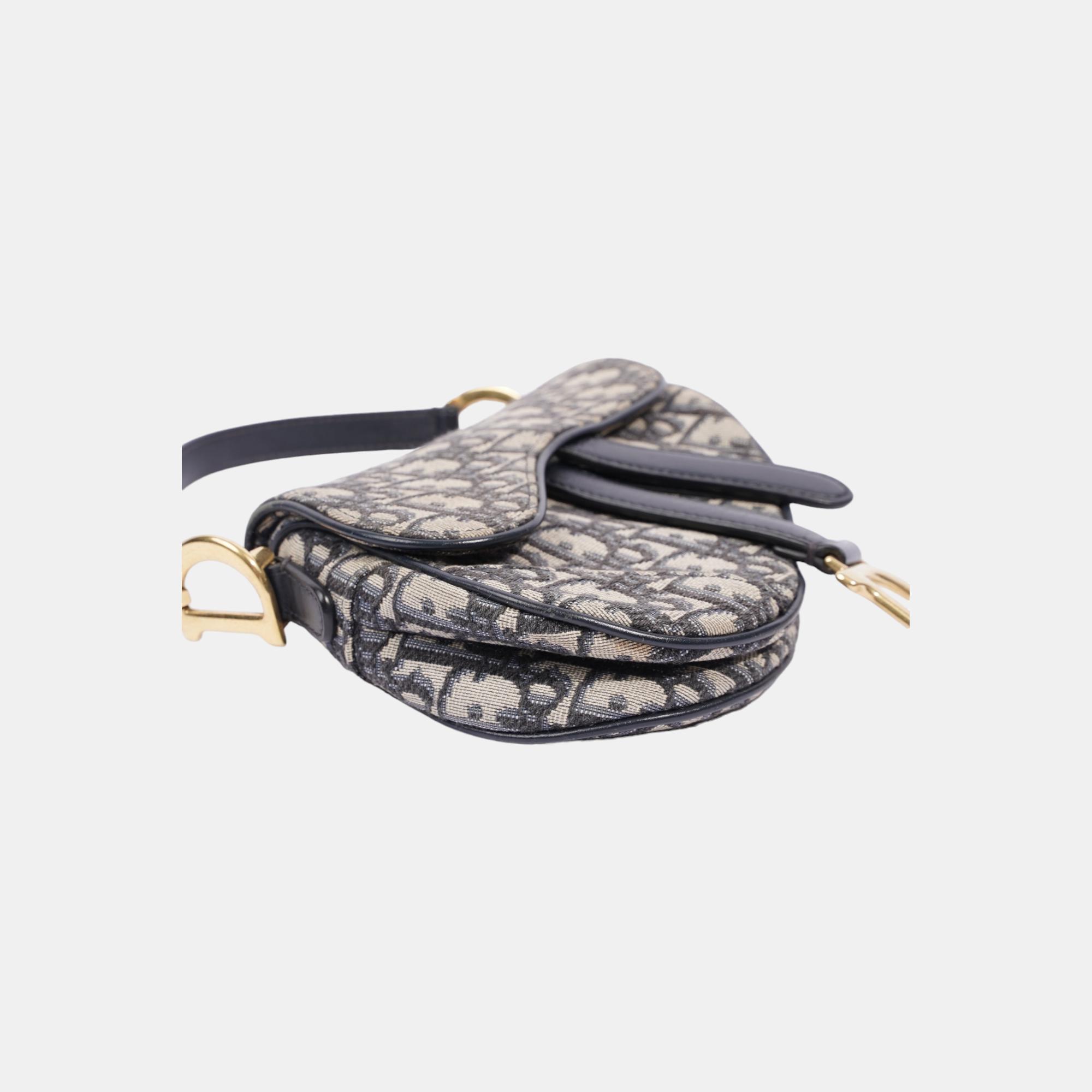 Christian Dior Saddle Bag Oblique Monogram / Navy Canvas Mini