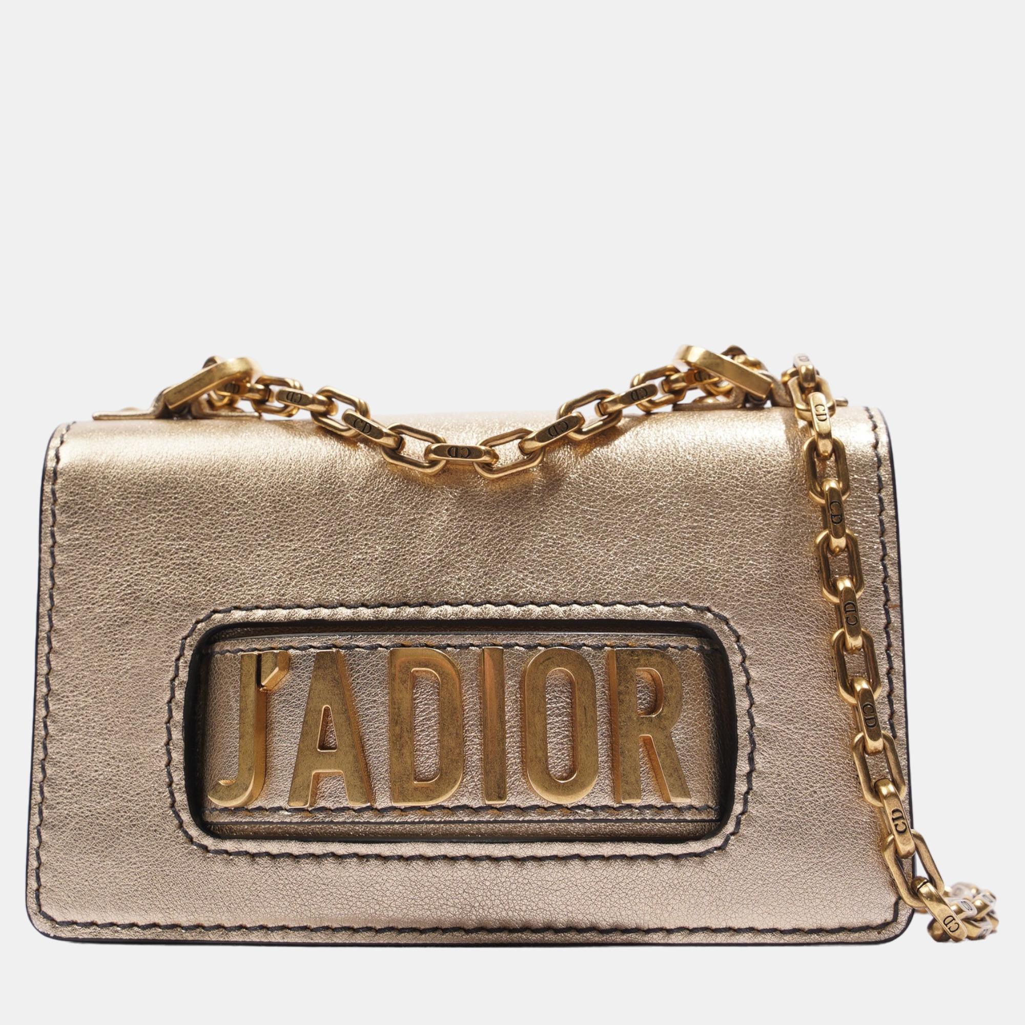 Christian Dior J'Adior Chain Flap Bag Golden Leather