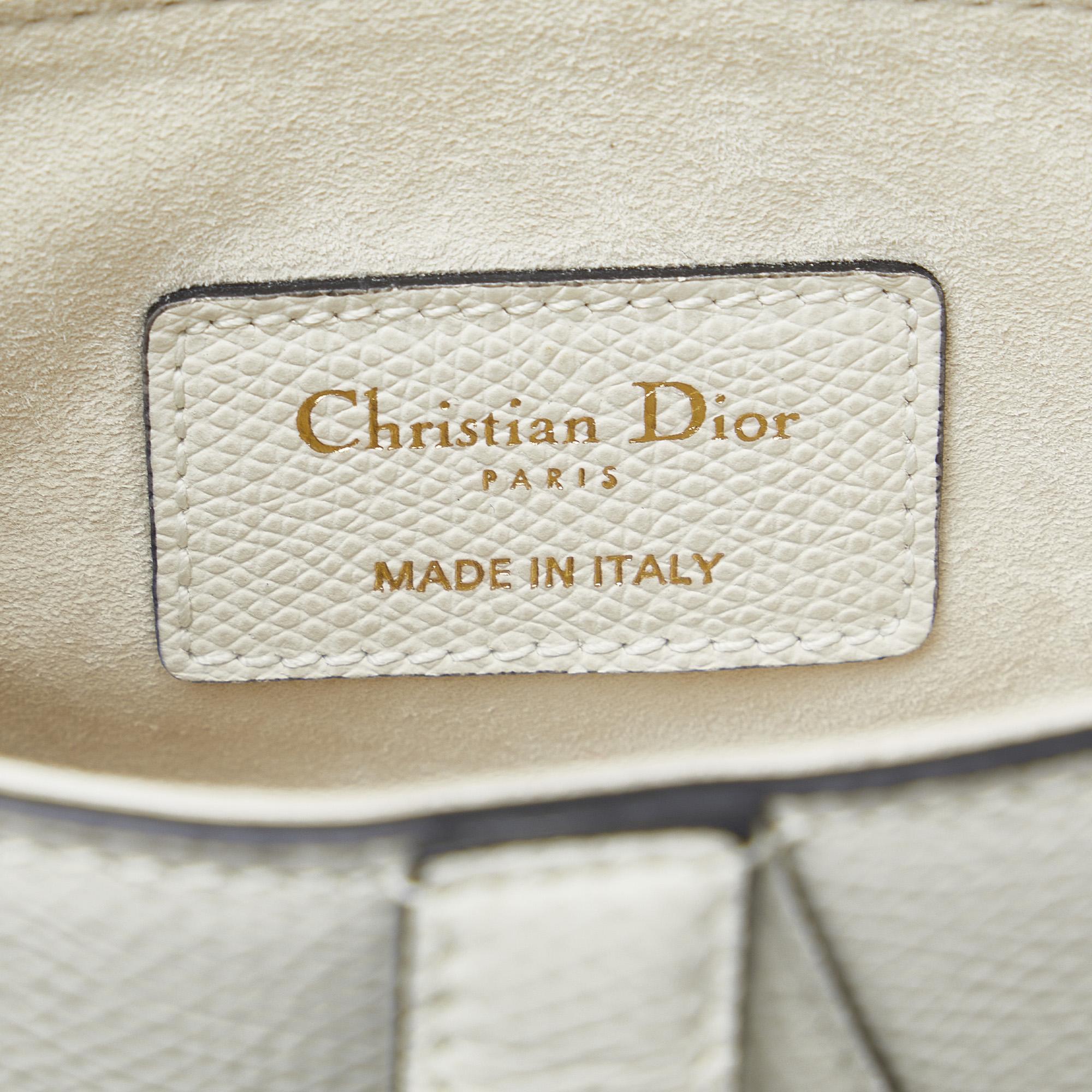 Dior White Mini Leather Saddle