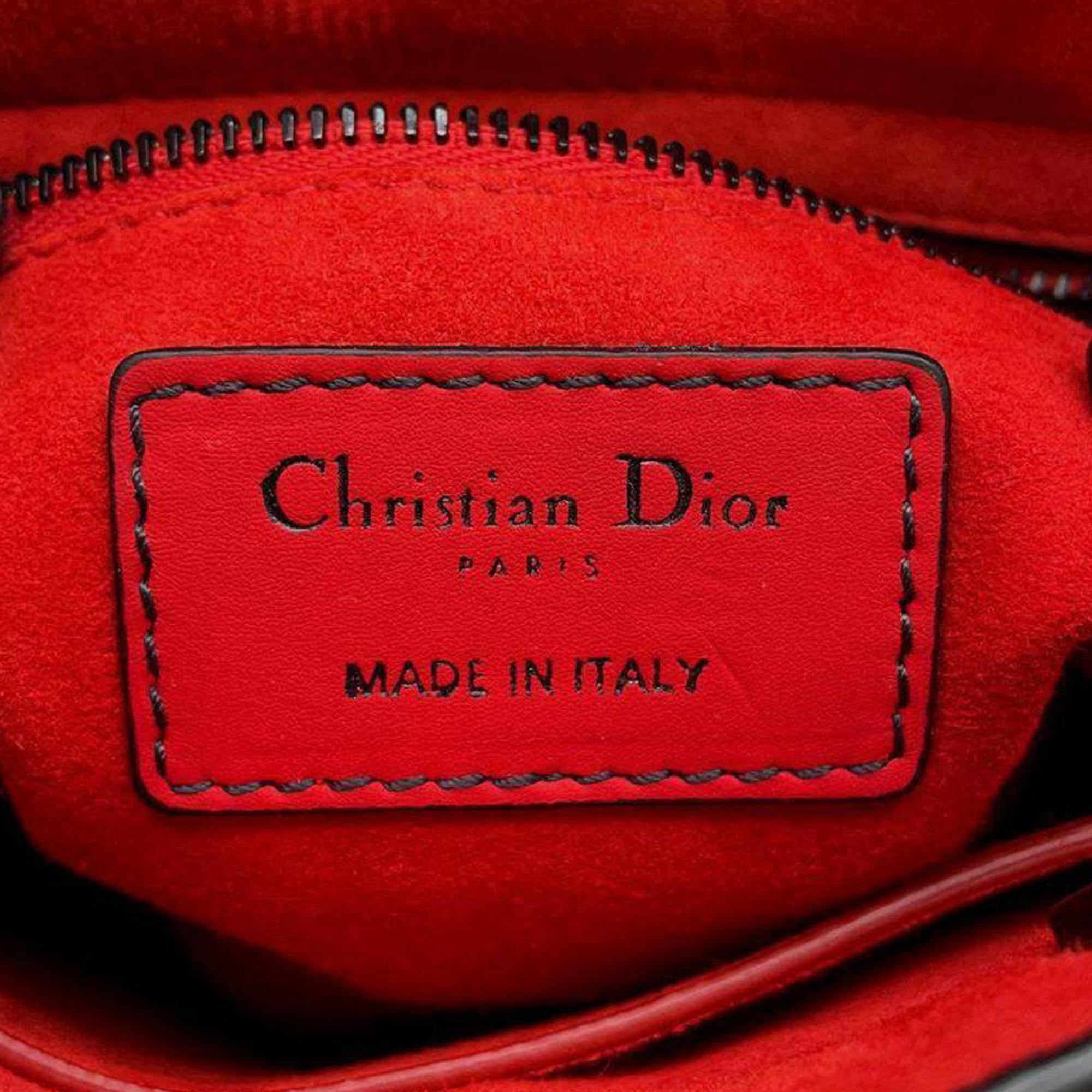 Dior Red Mini Studded Lambskin Cannage Supple Lady Dior