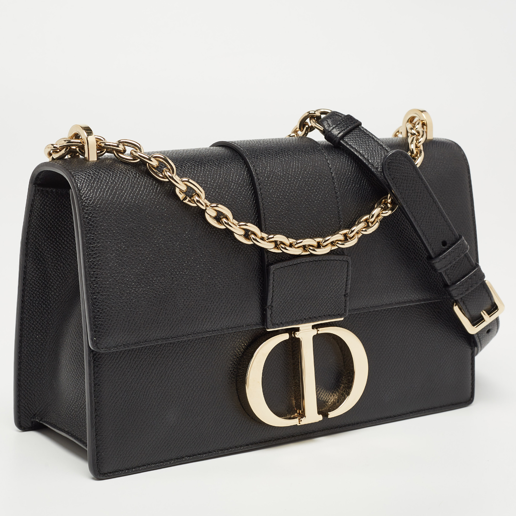 Dior Black Leather 30 Montaigne Flap Bag