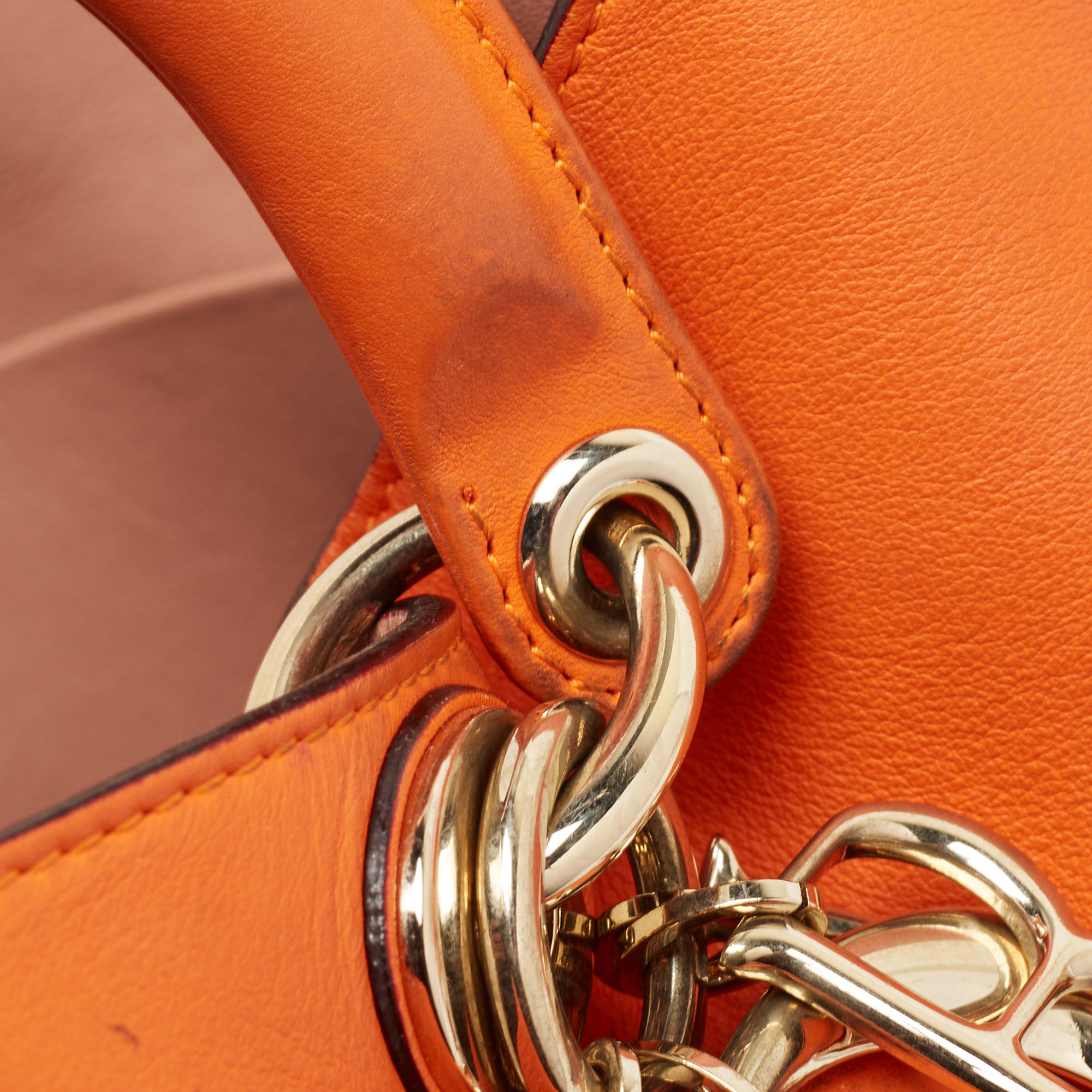 Dior Orange Leather Large Diorissimo Shopper Tote