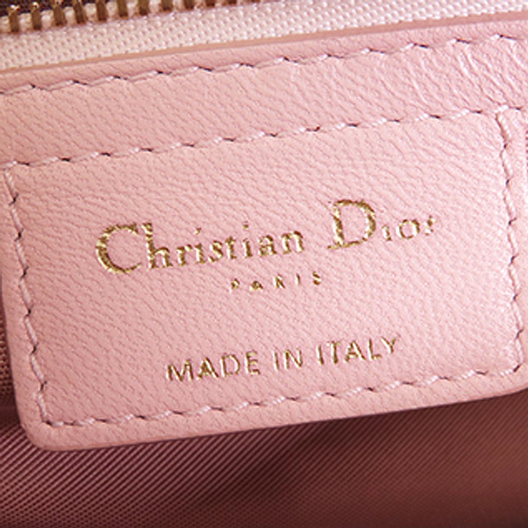 Dior Pink Medium Lambskin Cannage Lady Dior Soft Shopping Tote