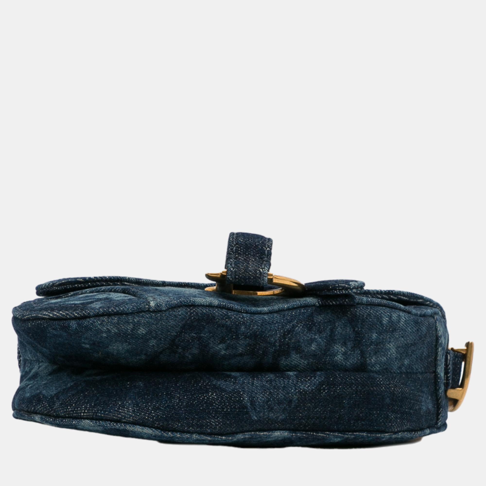 Dior Blue Tie Dye Printed Denim Saddle Bag