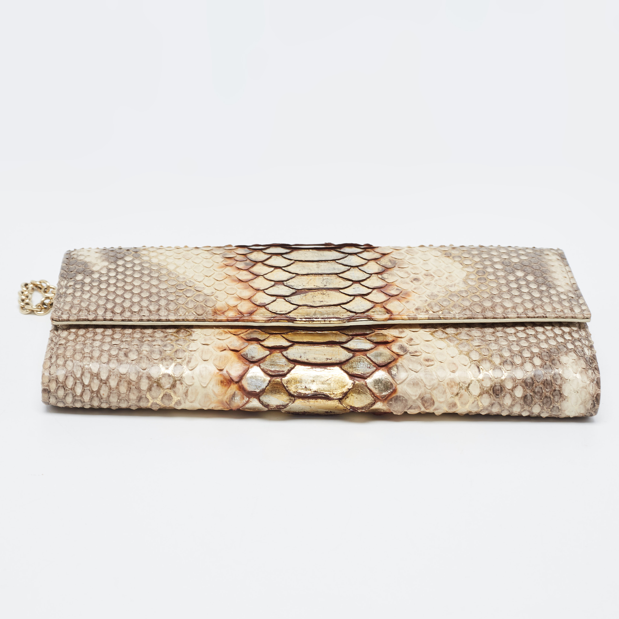 Dior Beige/Brown Python And Leather Lady Dior Wallet On Chain