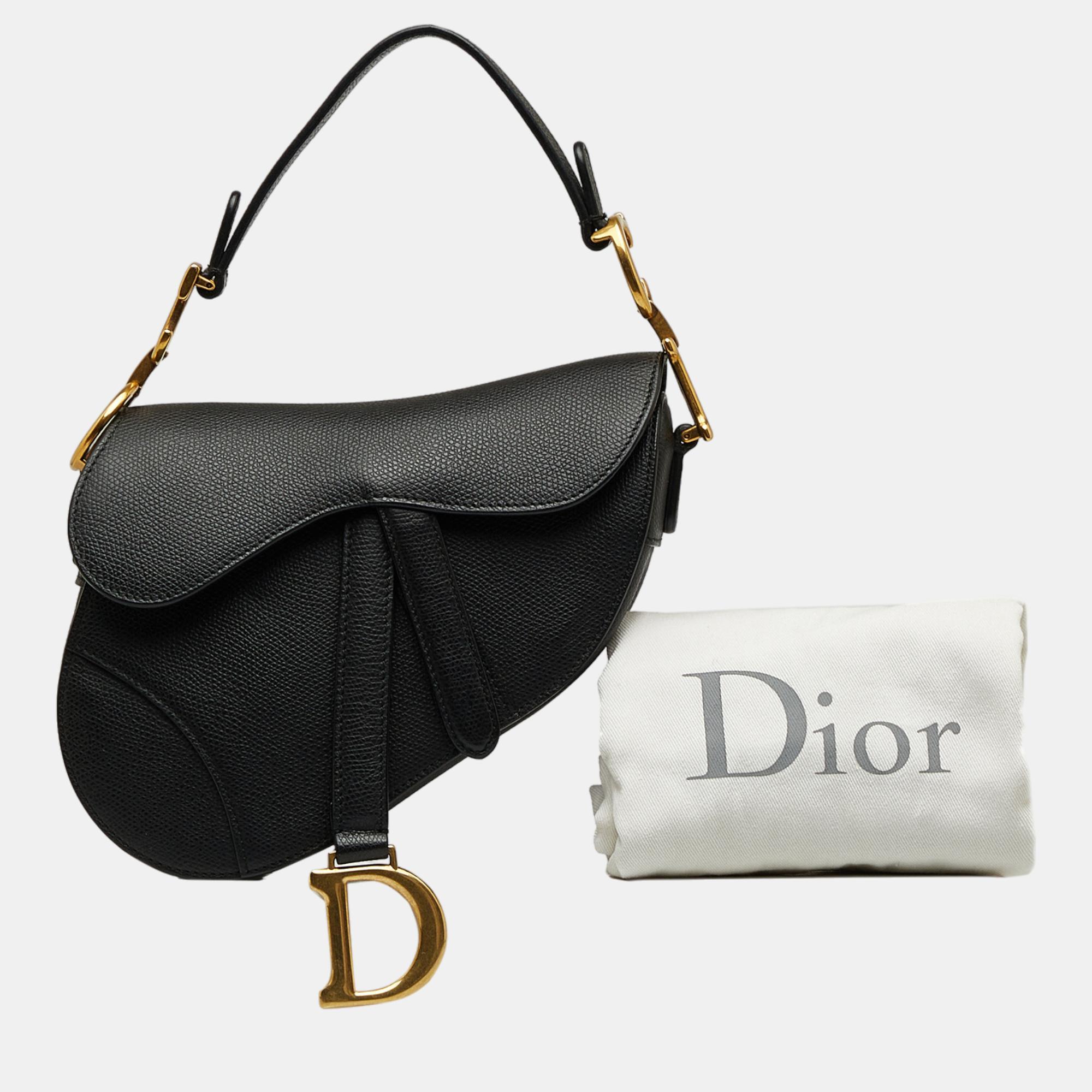 Dior Black Mini Leather Saddle Bag