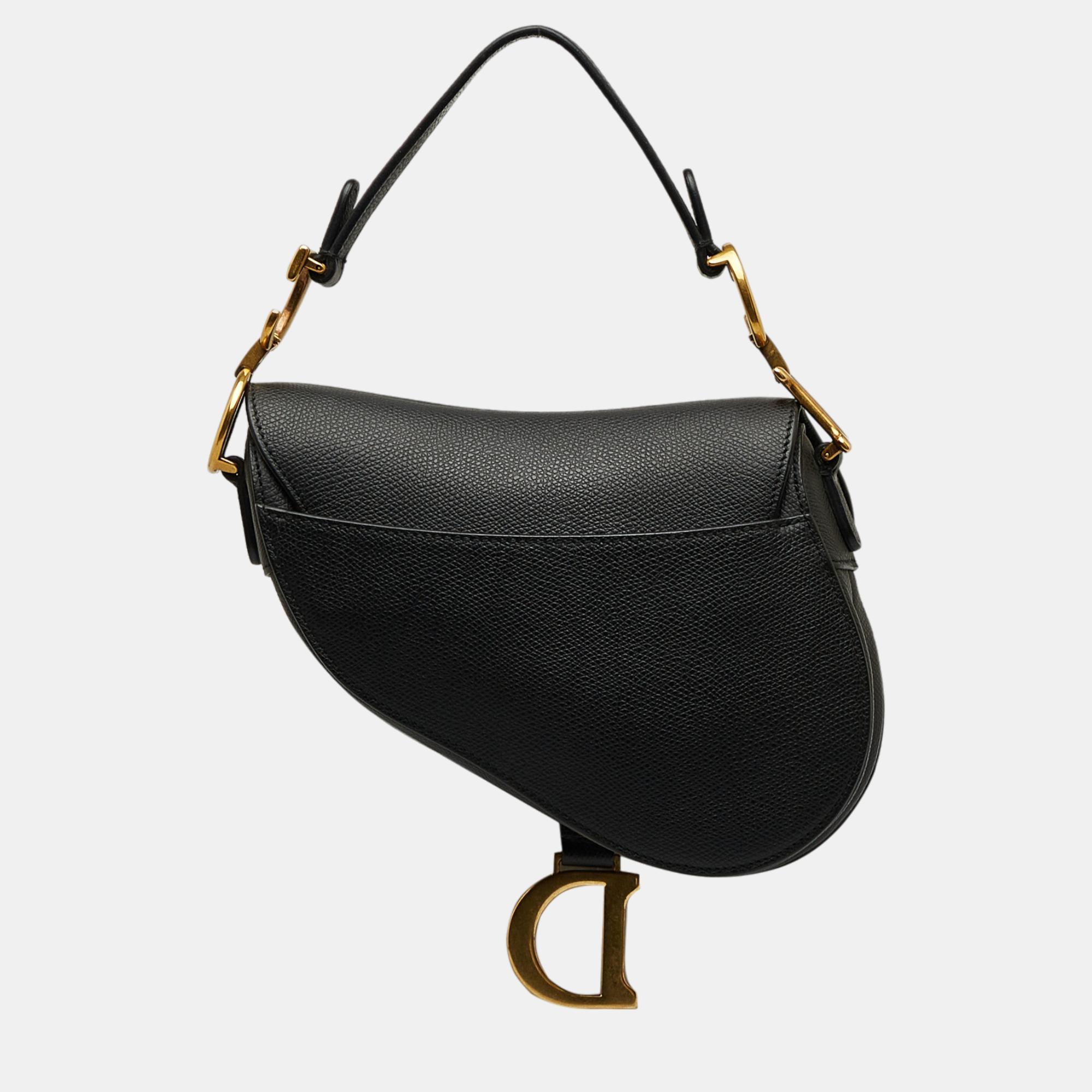 Dior Black Mini Leather Saddle Bag