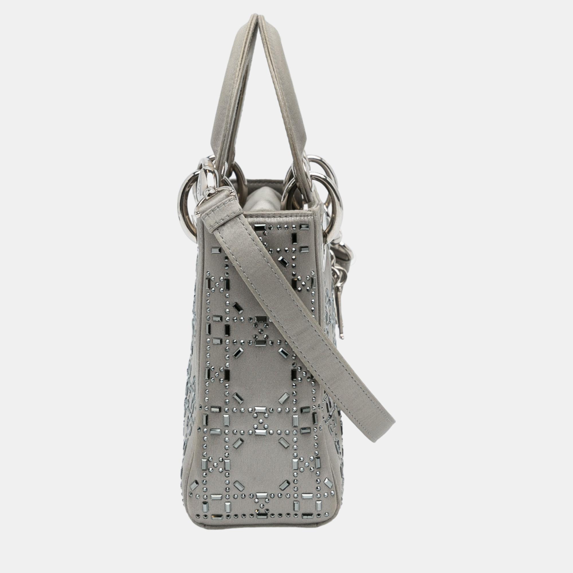 Dior Grey Mini Crystal-Embellished Satin Lady Dior