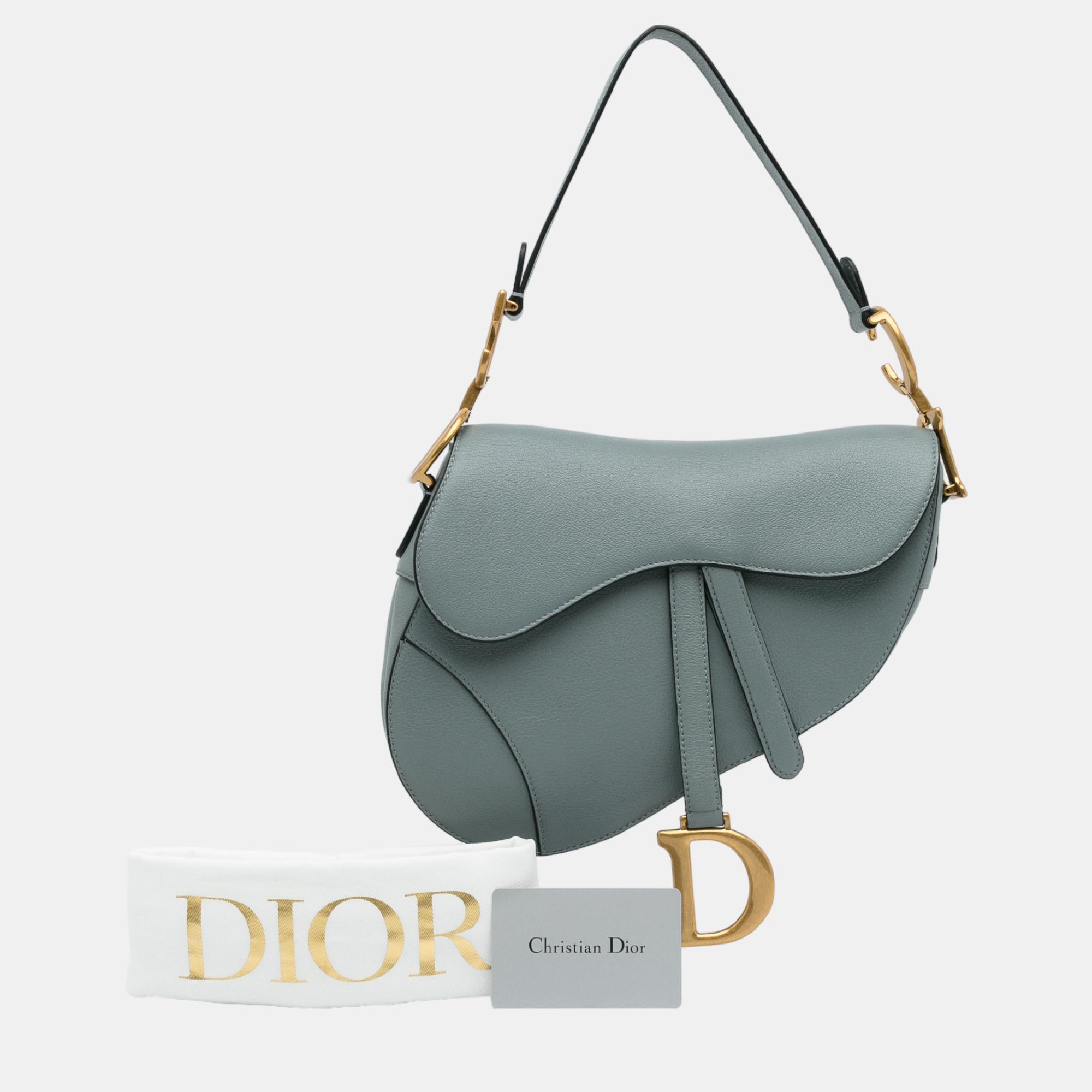 Dior Blue Medium Leather Saddle Bag
