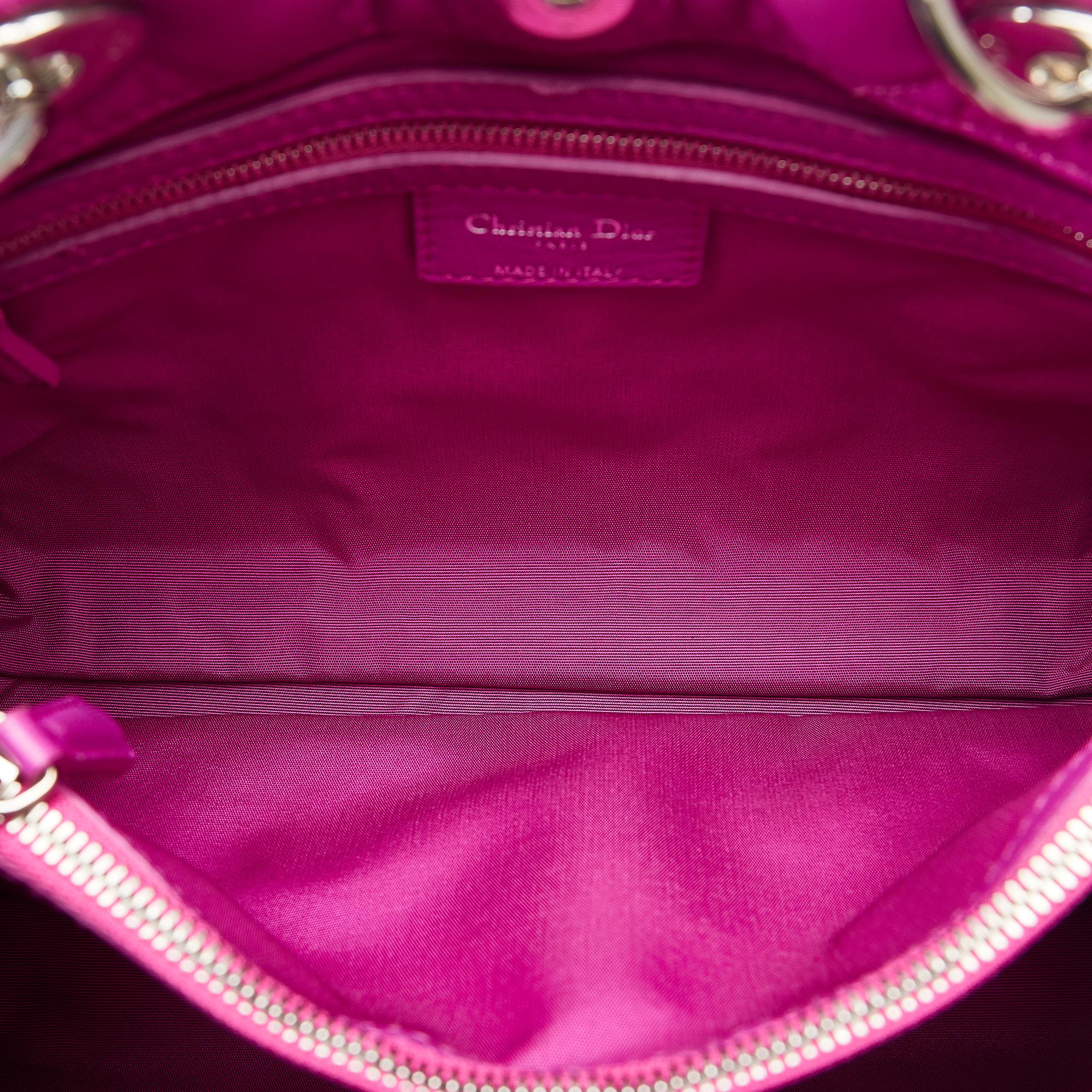 Dior Pink Medium Cannage Lady Dior Soft Shopping Tote