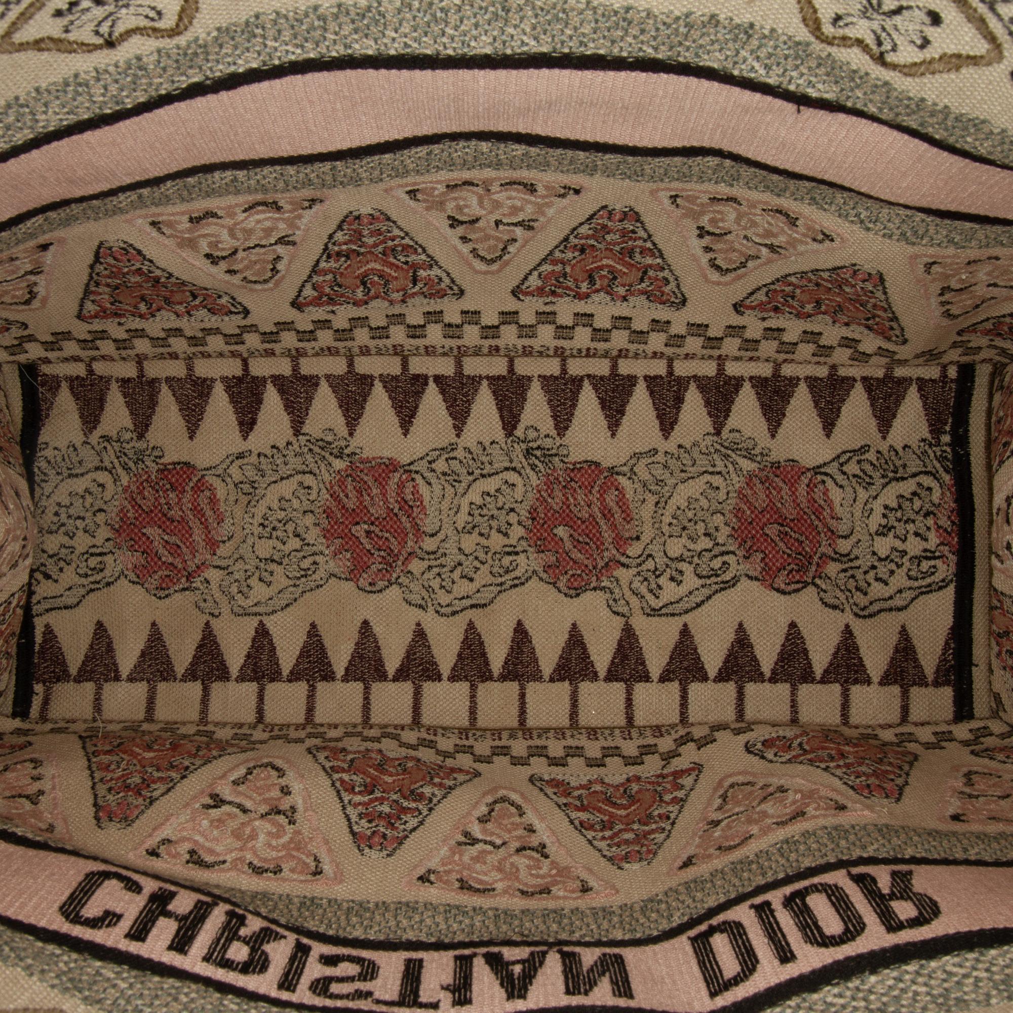 Dior Beige,Brown  Large Geometric Embroidered Book Tote