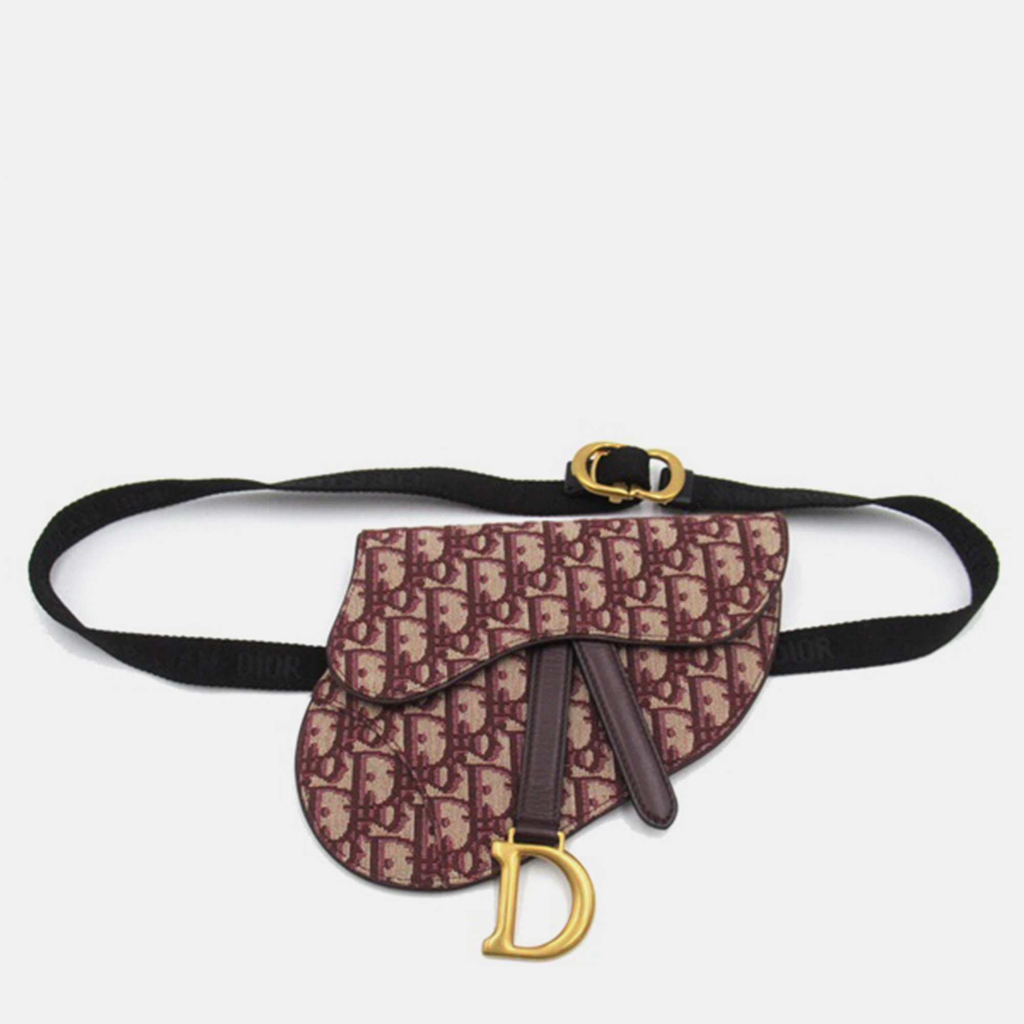 Dior Burgundy Oblique Canvas Saddle Belt Bag