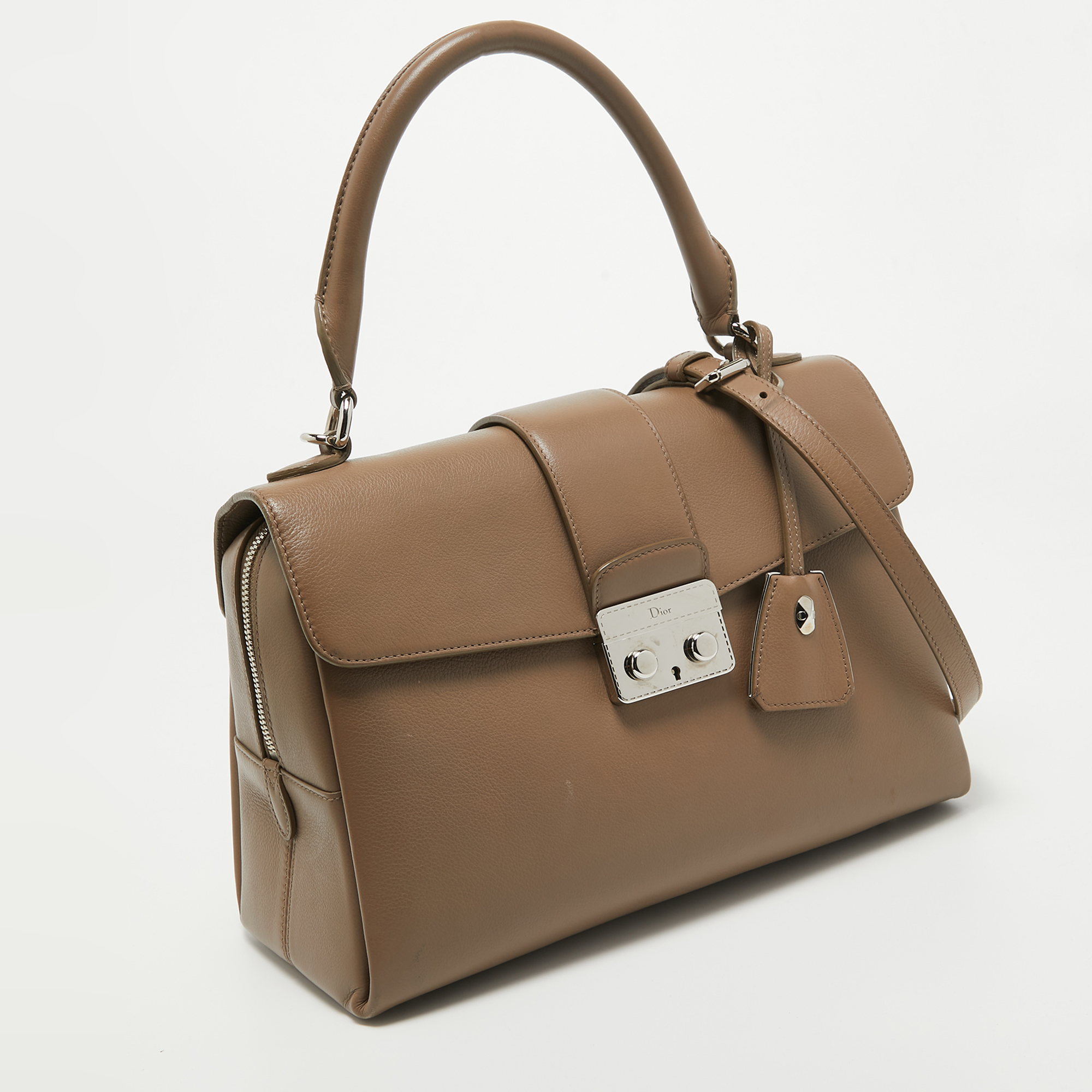 Dior Beige Leather New Lock Top Handle Bag