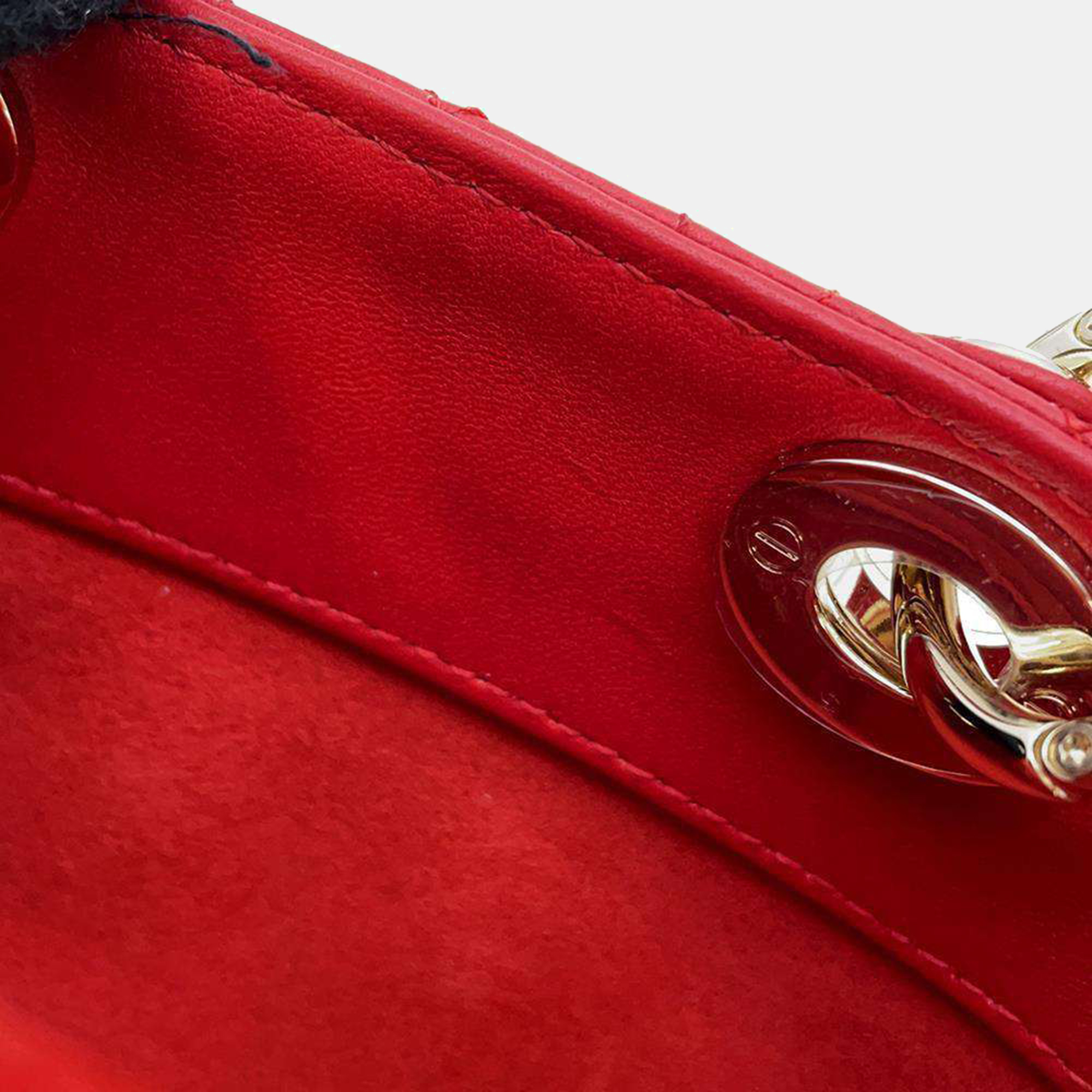 Dior Red Leather Lady D-Joy Micro Bag