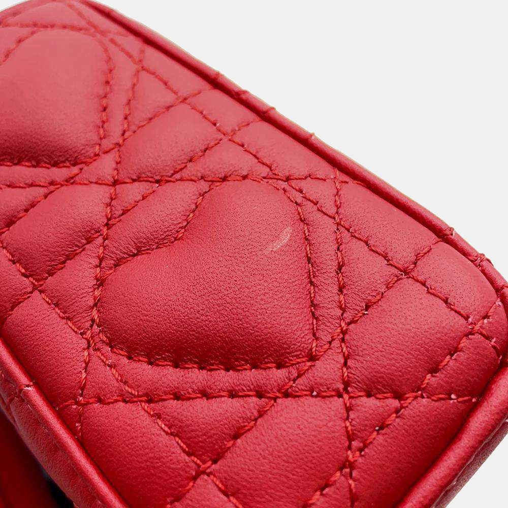 Dior Red Leather Lady D-Joy Micro Bag