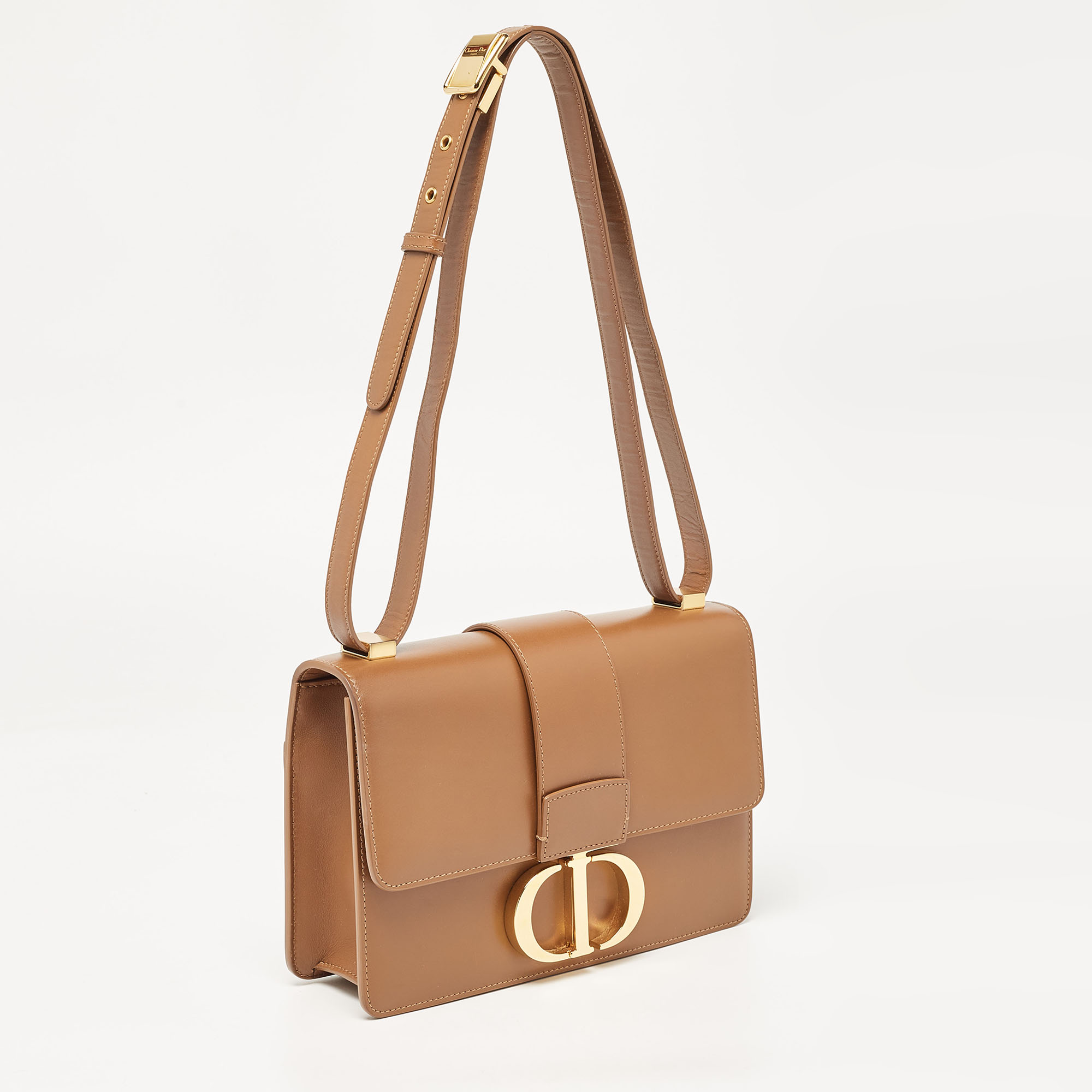 Dior Brown Leather Montaigne 30 Flap Shoulder Bag