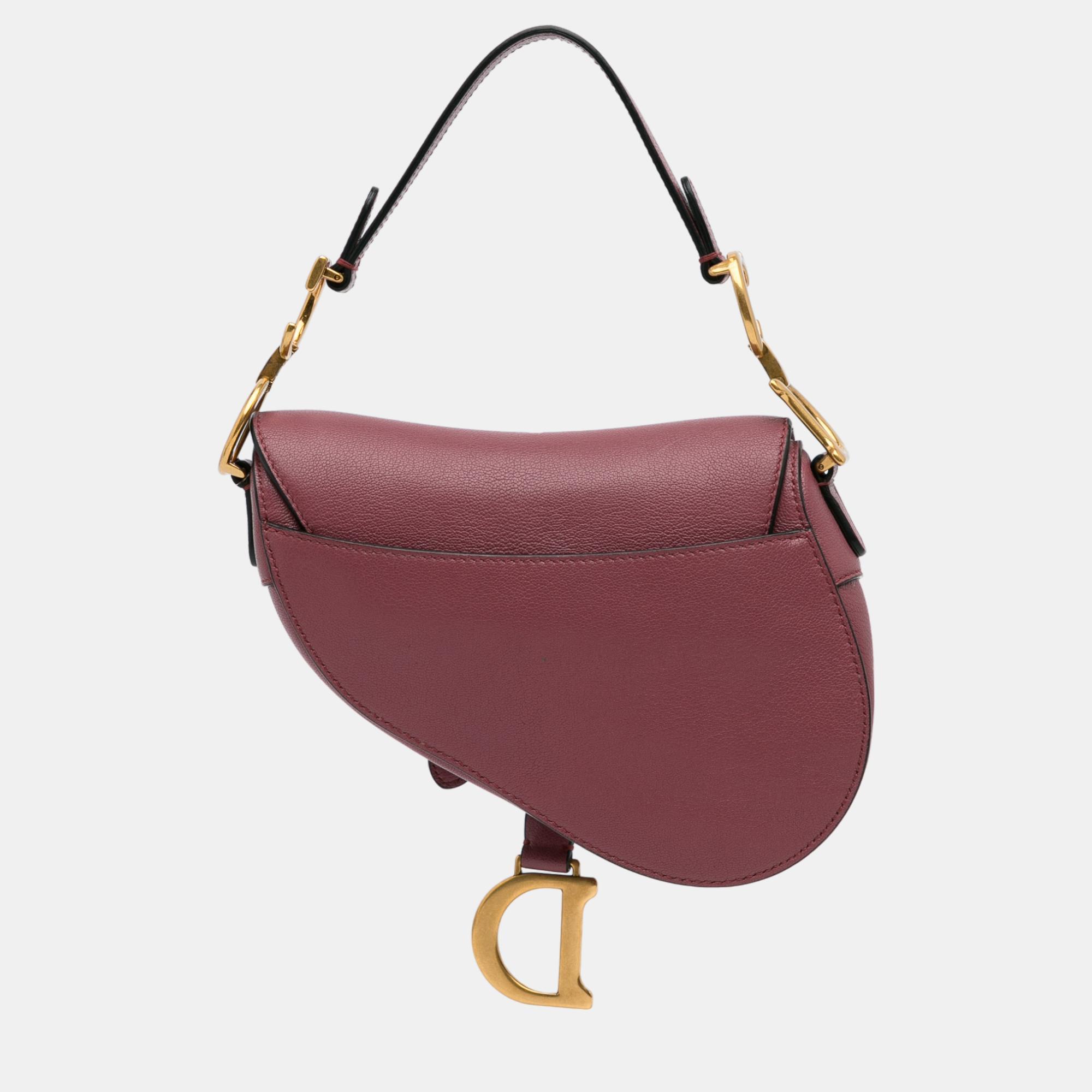 Dior Pink Mini Leather Saddle Bag