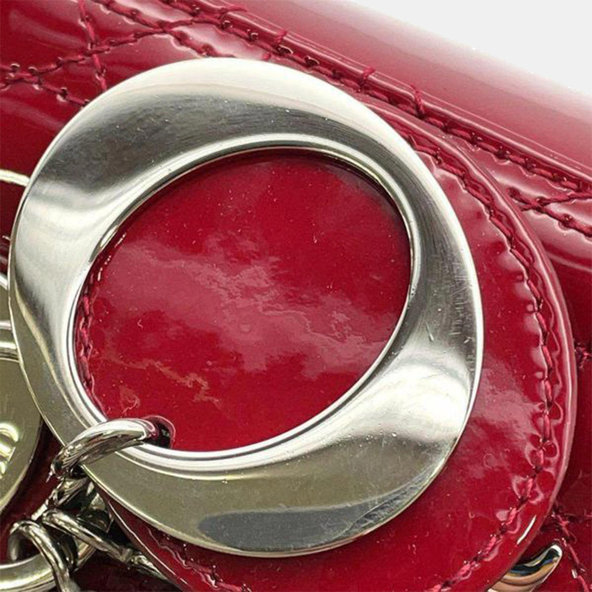 Dior Red Medium Patent Cannage Lady Dior