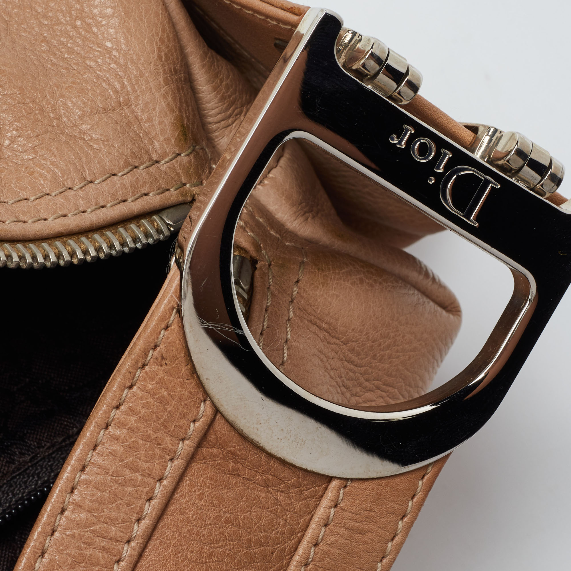 Dior Beige Leather Zip Shoulder Bag