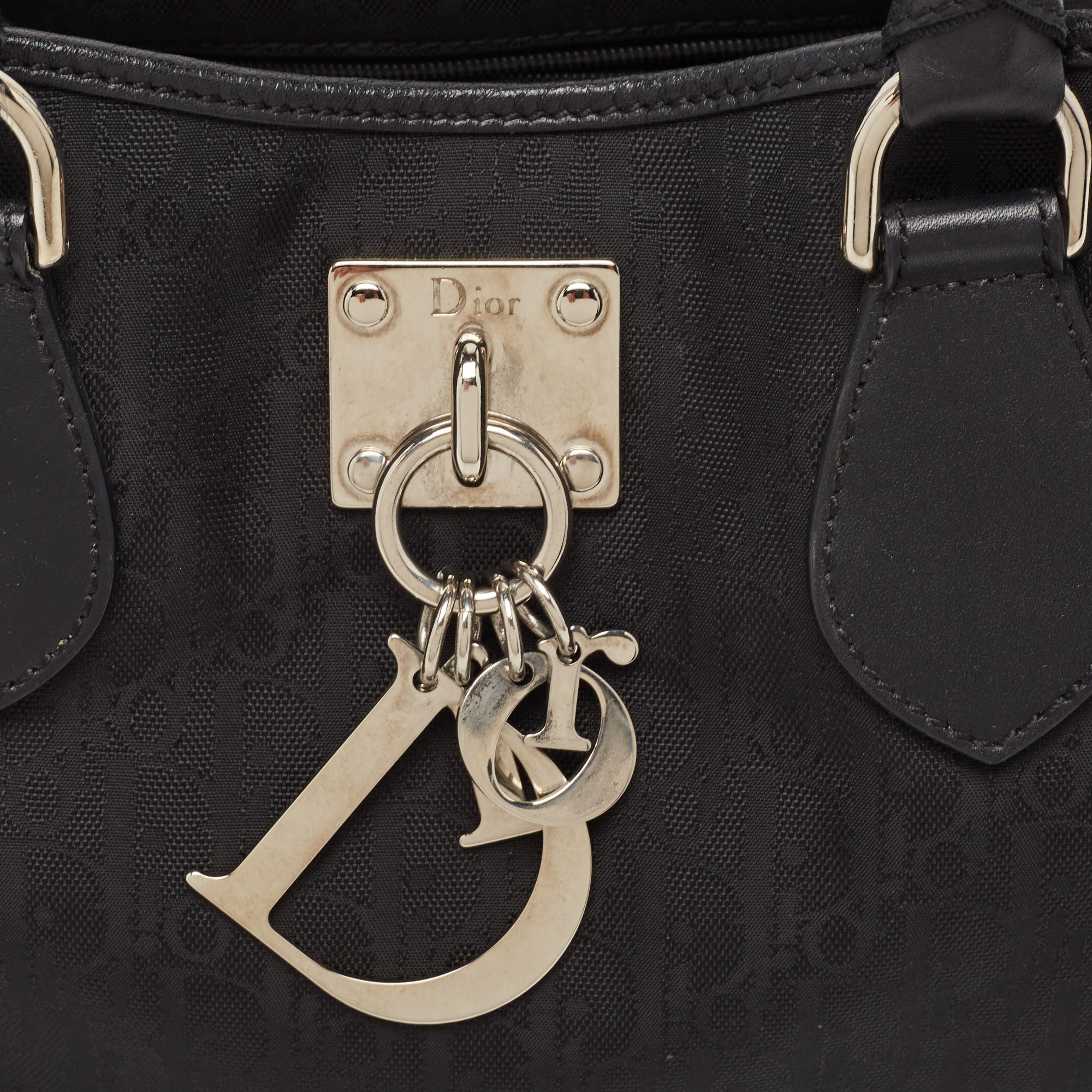 Dior Black Diorissimo Canvas And Leather Charming Satchel