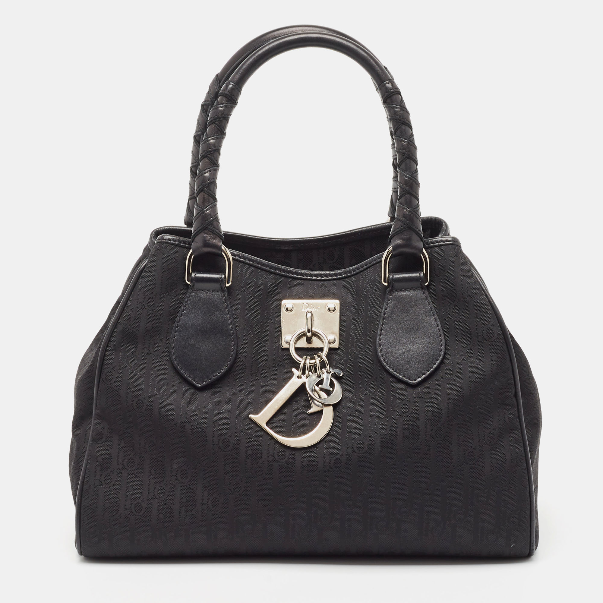 Dior Black Diorissimo Canvas And Leather Charming Satchel