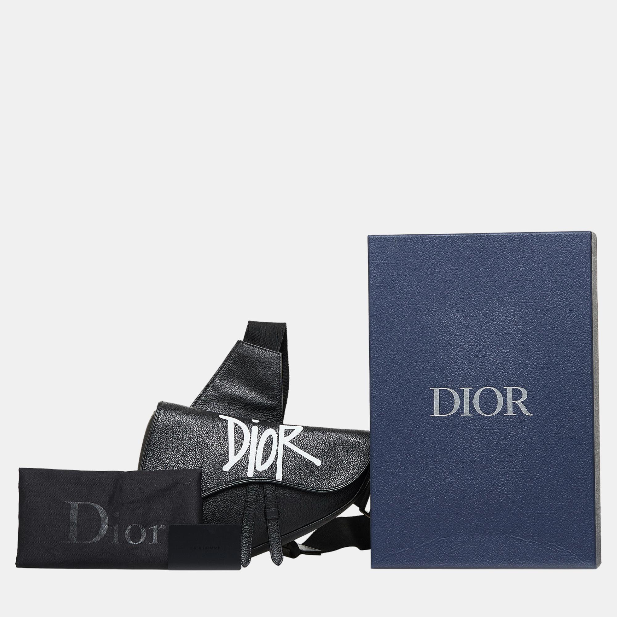 Dior X Stussy Black  Logo Saddle