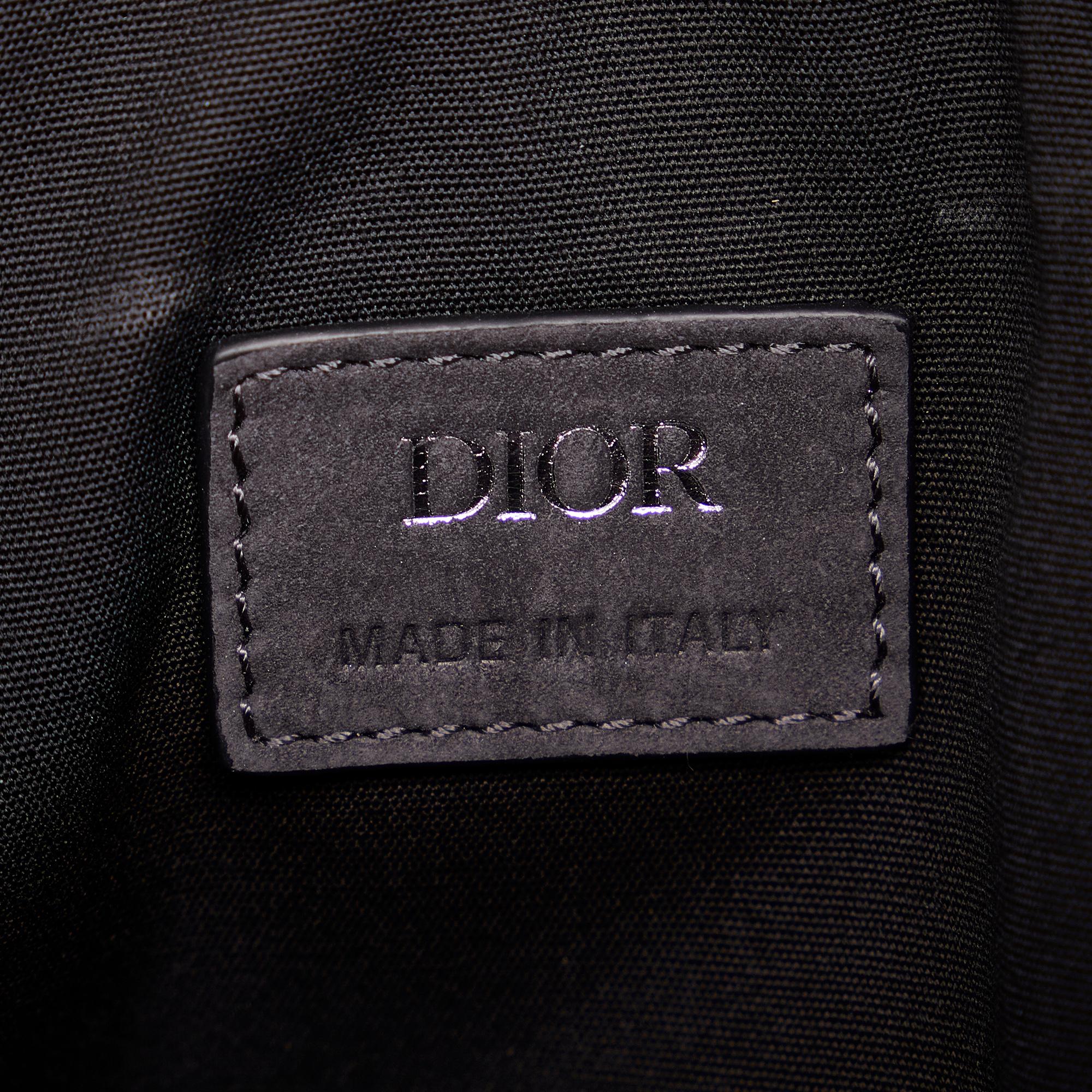 Dior Black Floral-Embossed Saddle Crossbody