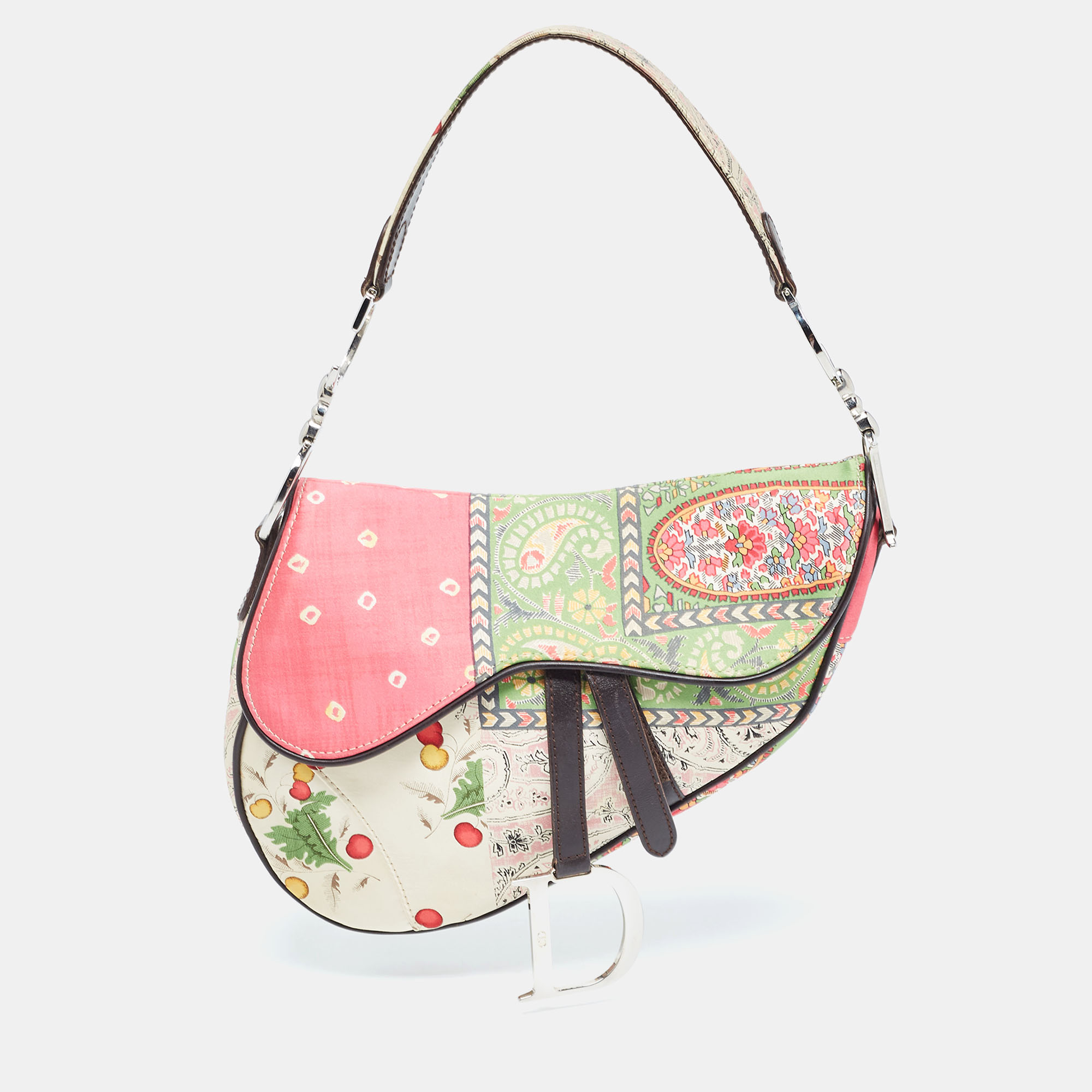 Dior Multicolour Satin Paisley Saddle Bag